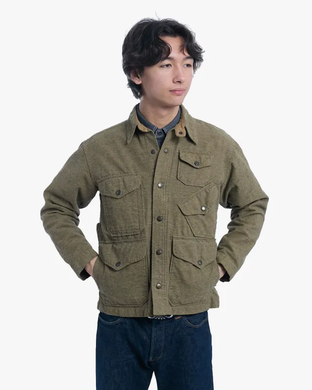 Japanese Repro Jacket, M, Gypsy & Sons, Olive with Asymmetrical Pockets made by Kiriko