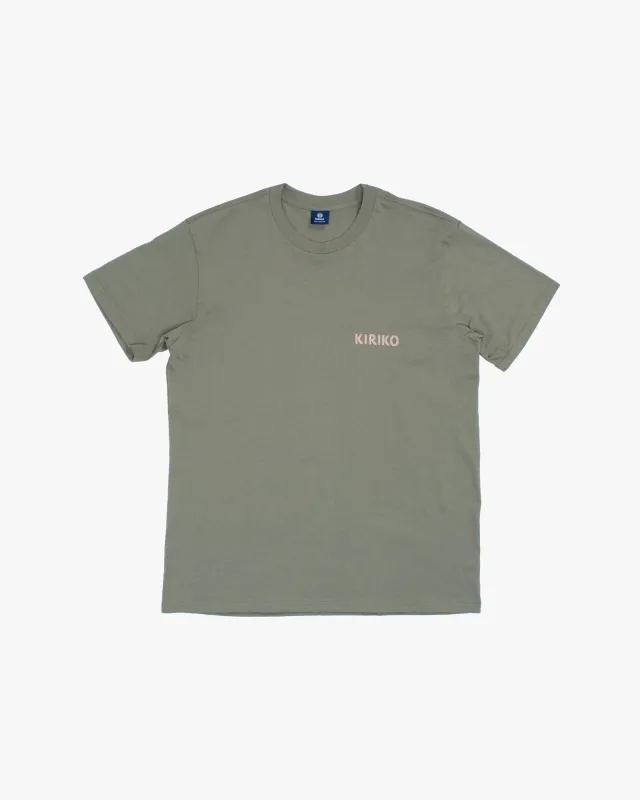 Kiriko Original Tee, 6 oz Cotton, Olive Green with Orange Koi Dragon made by Kiriko