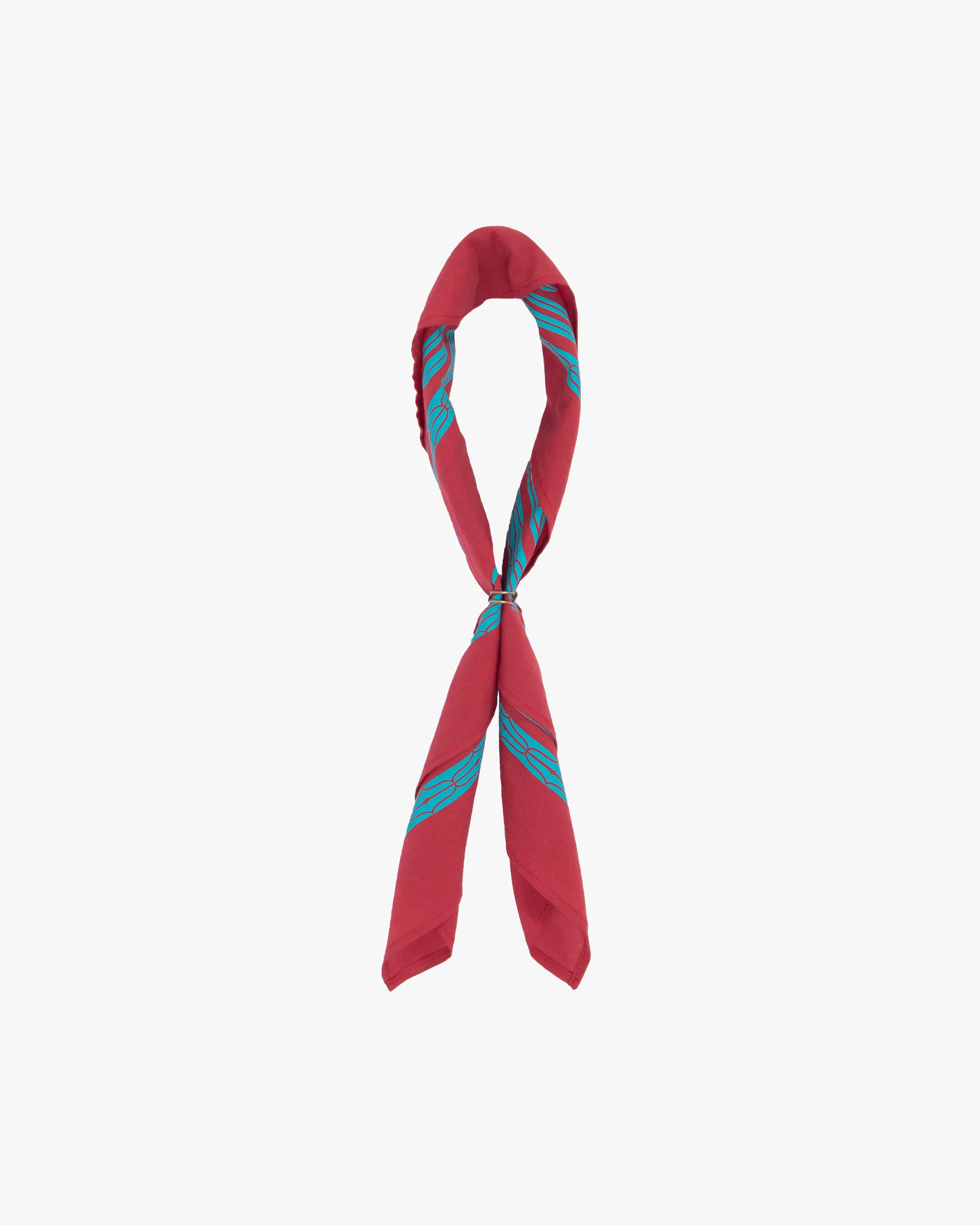 Kiriko Original Screen Printed, Custom-Dyed Bandana, Red with Blue Ainu sold by Kiriko product image thumbnail 3
