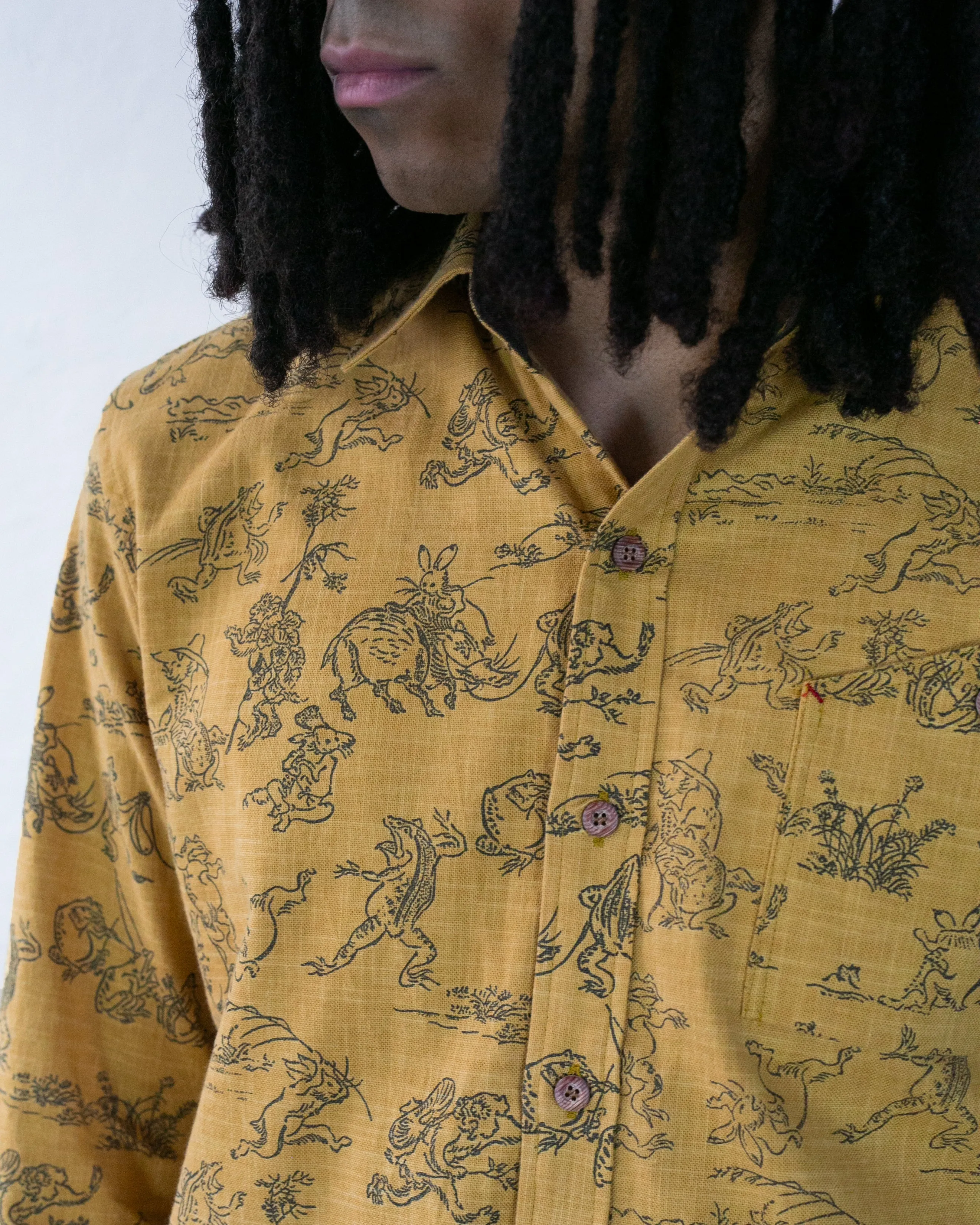 Kiriko Original Shirt, Long Sleeve Button-Up, Mustard Choju Giga sold by Kiriko product image thumbnail 3