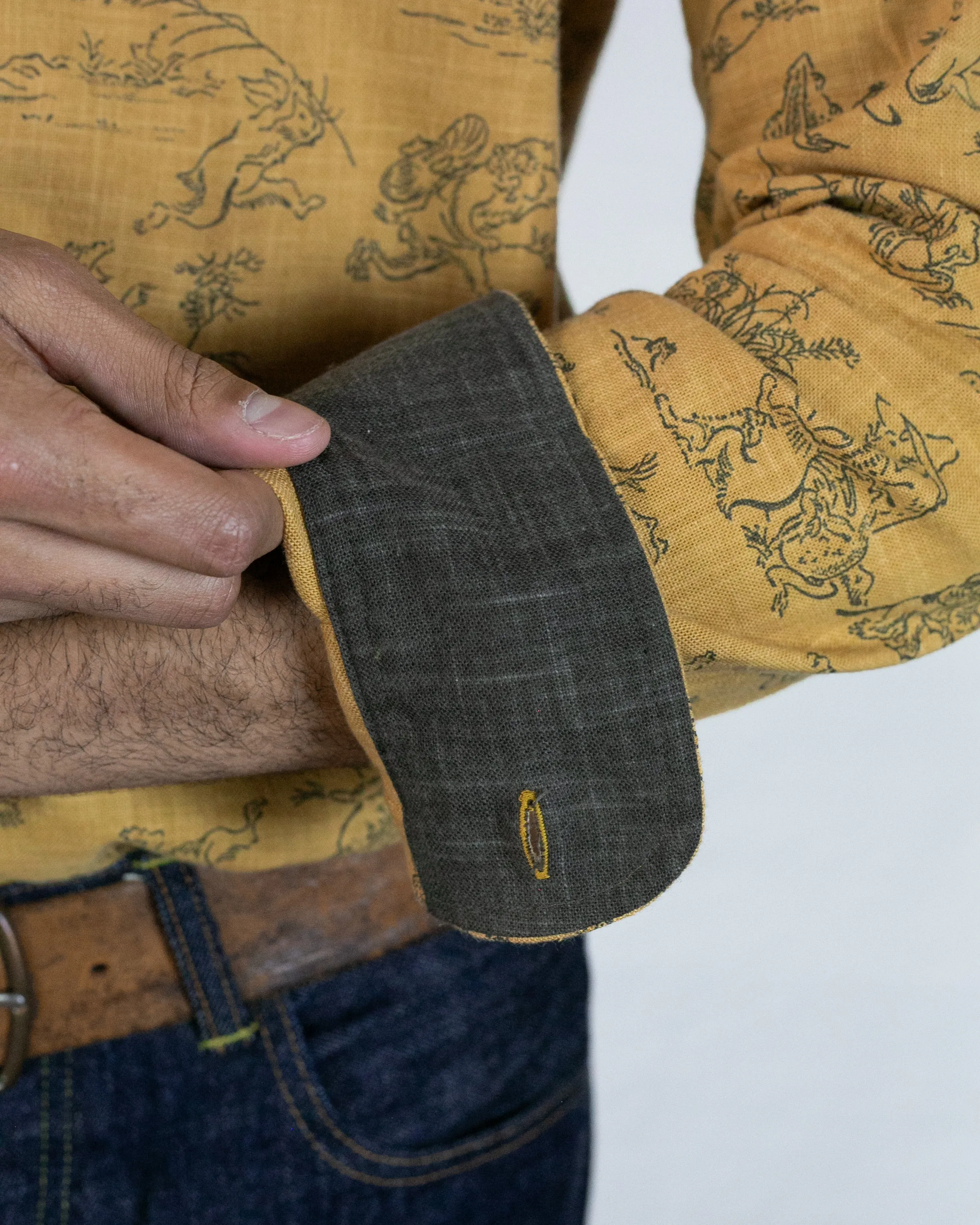 Kiriko Original Shirt, Long Sleeve Button-Up, Mustard Choju Giga sold by Kiriko product image thumbnail 4