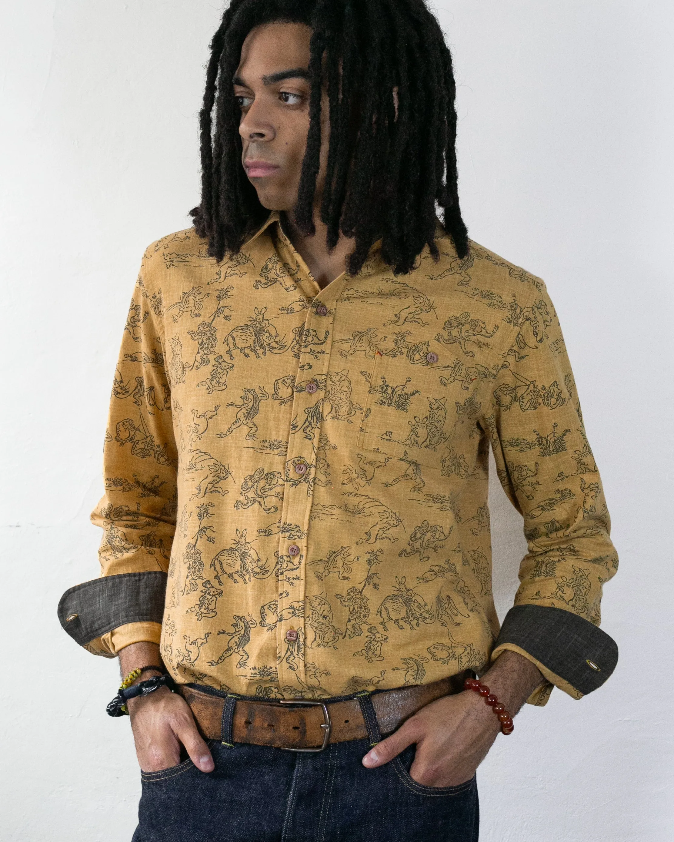 Kiriko Original Shirt, Long Sleeve Button-Up, Mustard Choju Giga sold by Kiriko product image thumbnail 5