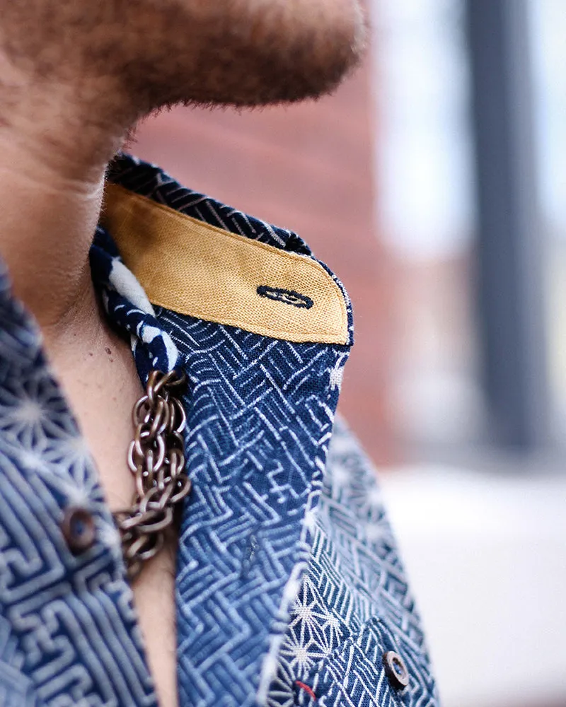 Kiriko Original Shirt, Long Sleeve Button-Up, Indigo Small Multi sold by Kiriko product image thumbnail 2