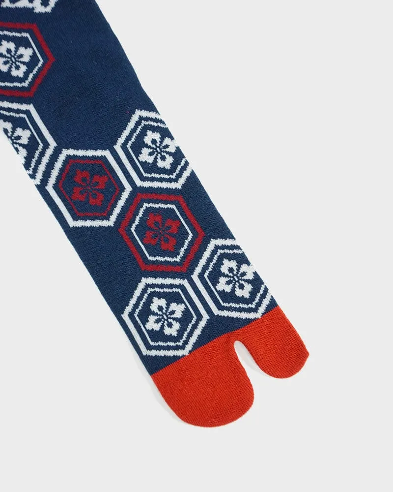 Wa Modern, Tabi Socks, Crew, Kikkou, Navy and Red (M/L) sold by Kiriko product image thumbnail 5