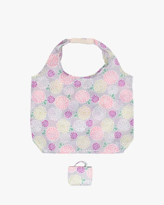 Kurochiku, Shopping Bag, Grey with Colorful Flowers made by Kiriko