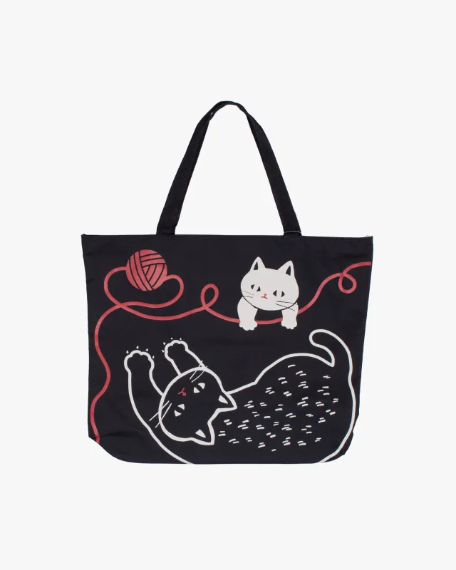 Kurochiku, Multi-Tote Bag, Cat and Yarn made by Kiriko