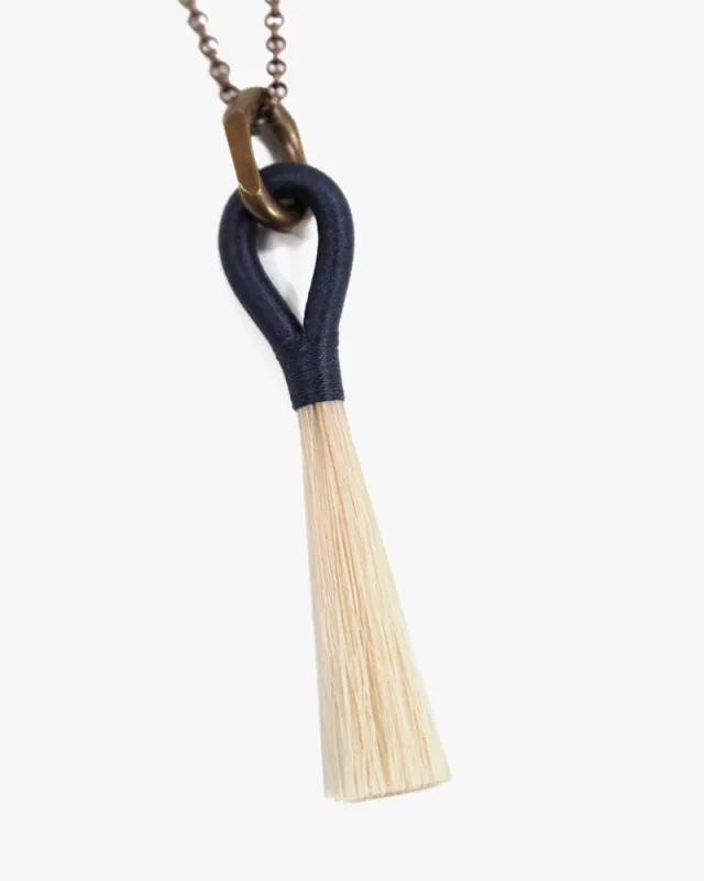 Boet, Horse Tassel Necklace, Blonde and Indigo made by Kiriko