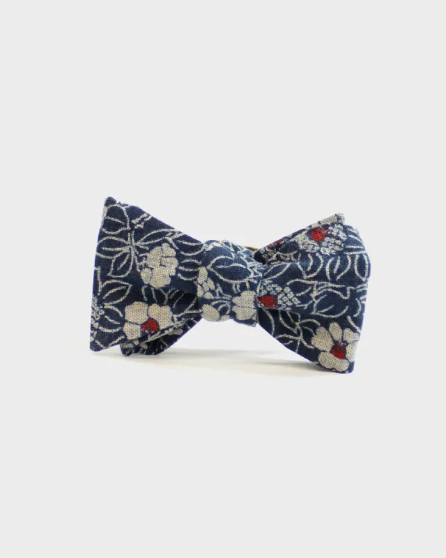 Bow Tie Navy Tsubaki Floral Mini made by Kiriko