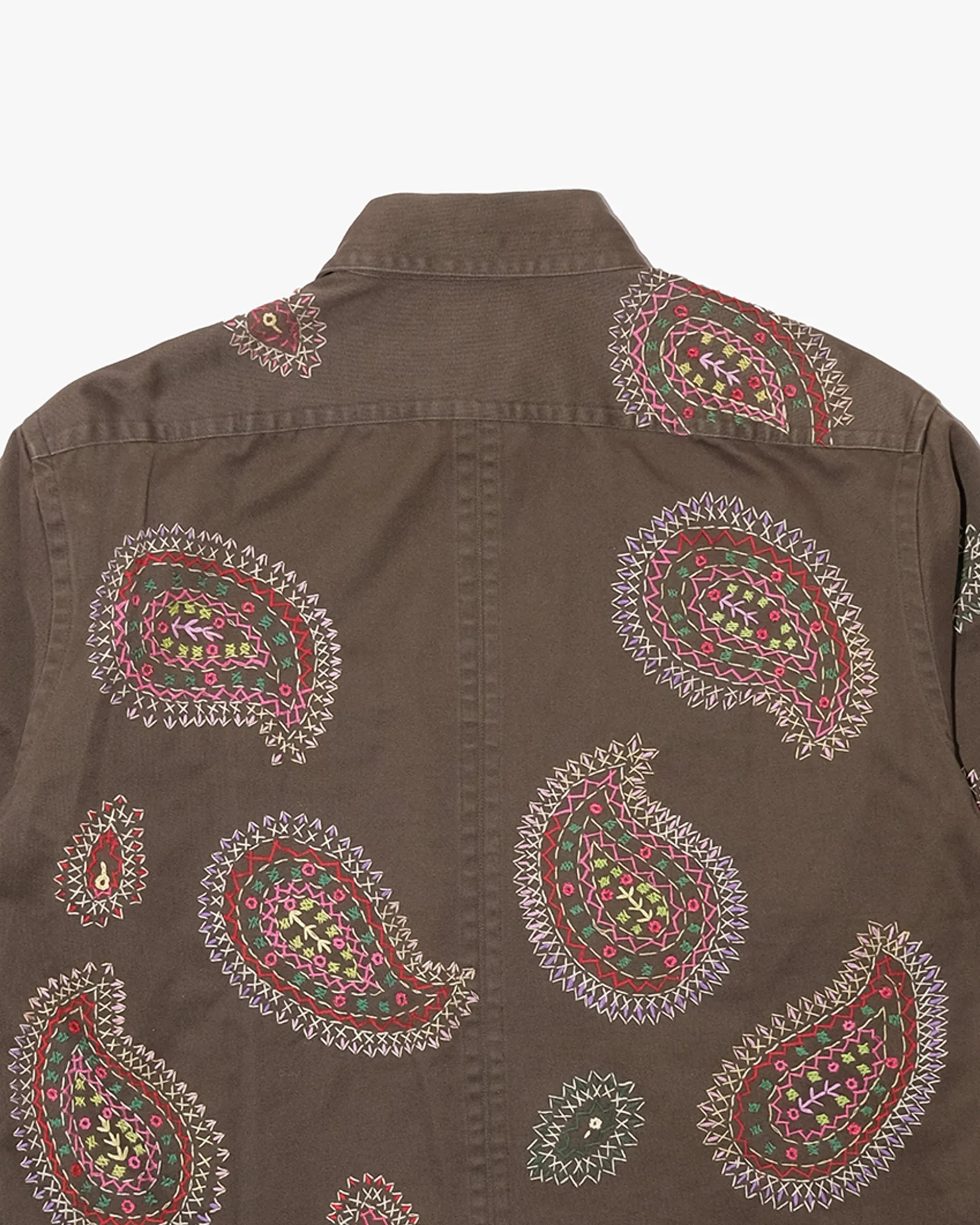 Japanese Repro Long-Sleeve Shirt, M, Paul Smith, Brown with Multicolor Embroidered Paisley sold by Kiriko product image thumbnail 4