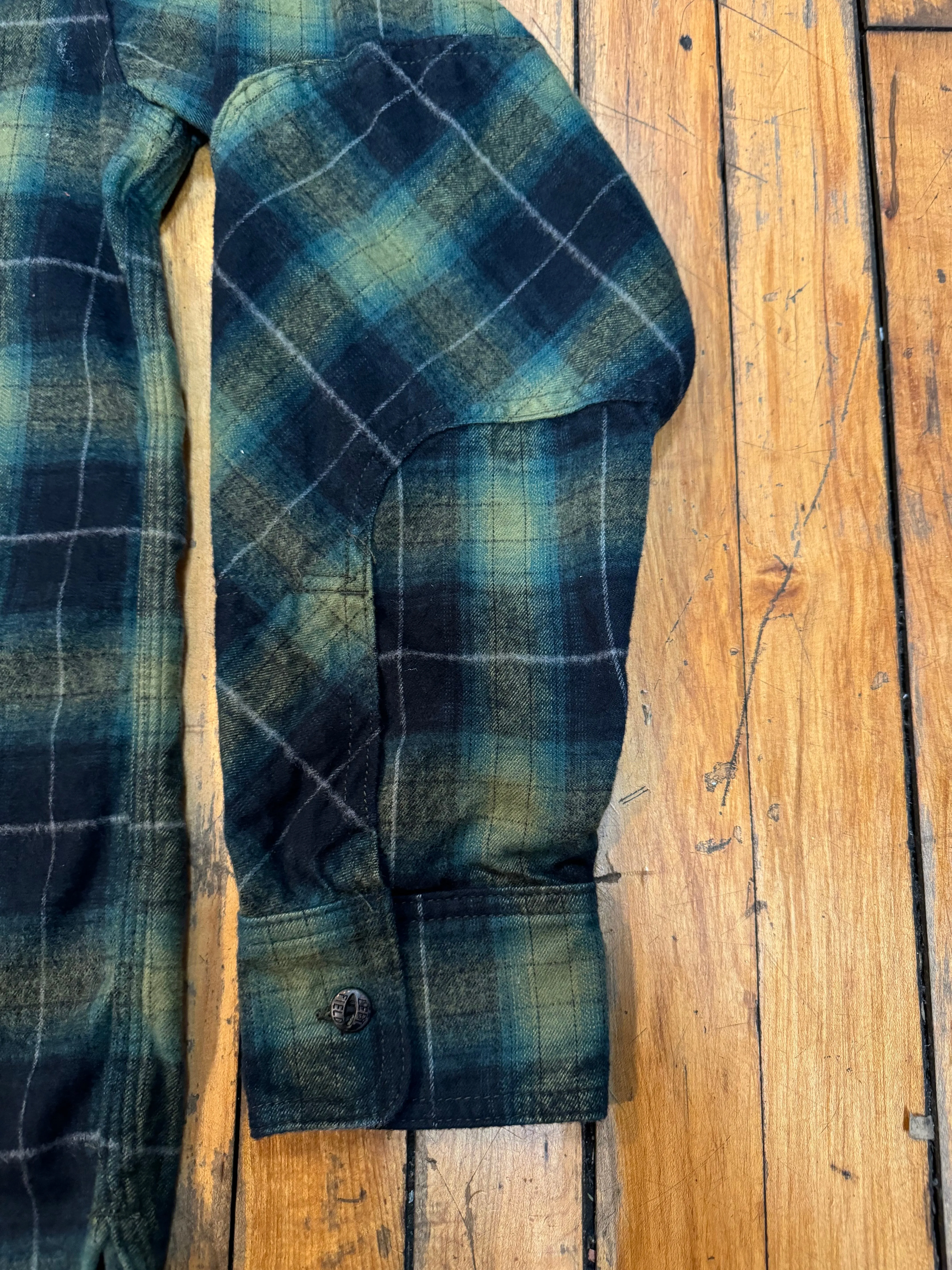 Green Shadow Plaid Japanese Cotton Flannel Dustbowl Work shirt sold by Left Field product image thumbnail 2