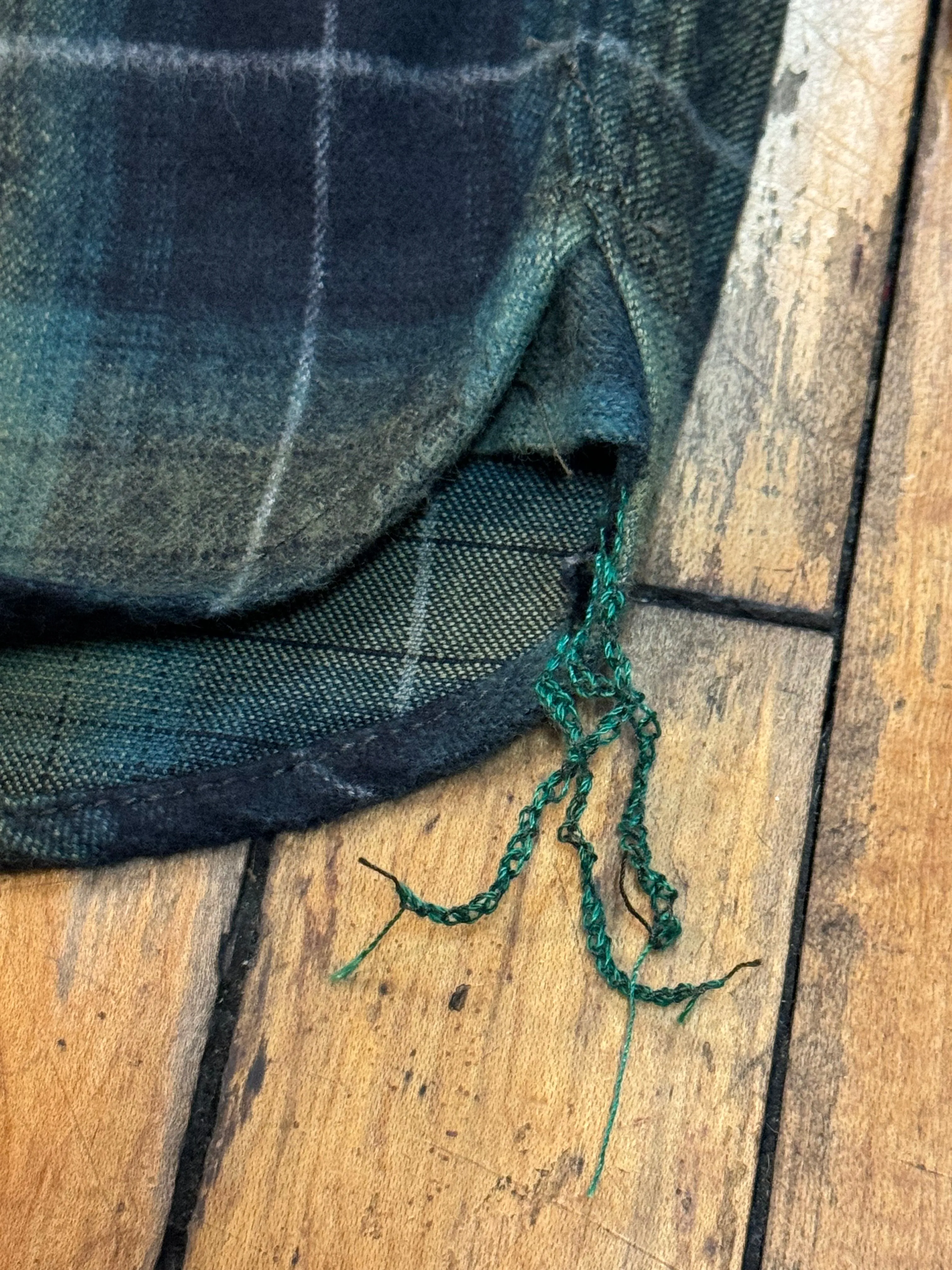 Green Shadow Plaid Japanese Cotton Flannel Dustbowl Work shirt sold by Left Field product image thumbnail 3