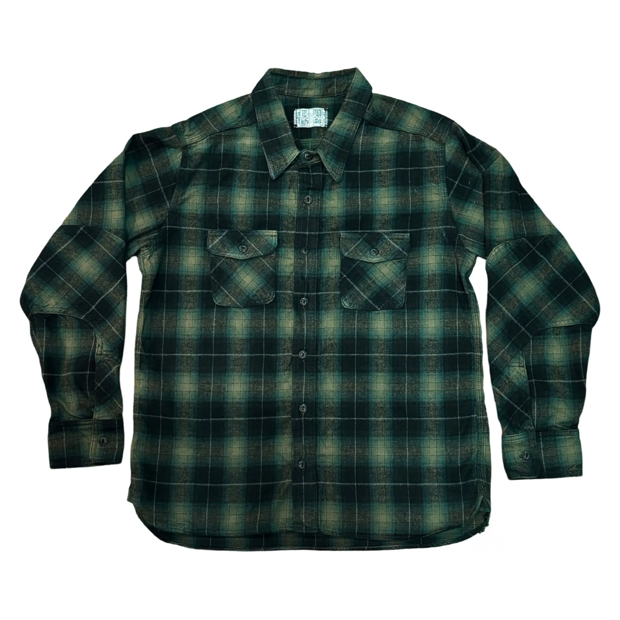 Green Shadow Plaid Japanese Cotton Flannel Dustbowl Work shirt sold by Left Field