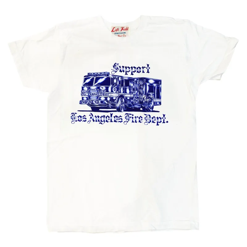 Los Angeles Firefighters support tee - "check chest specs" sold by Left Field