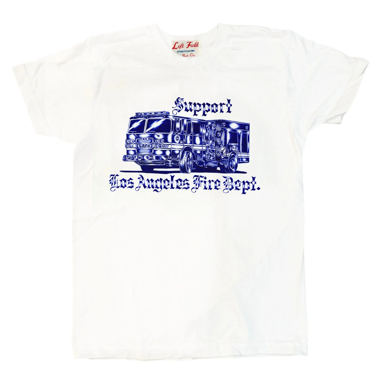 Los Angeles Firefighters support tee - "check chest specs" sold by Left Field