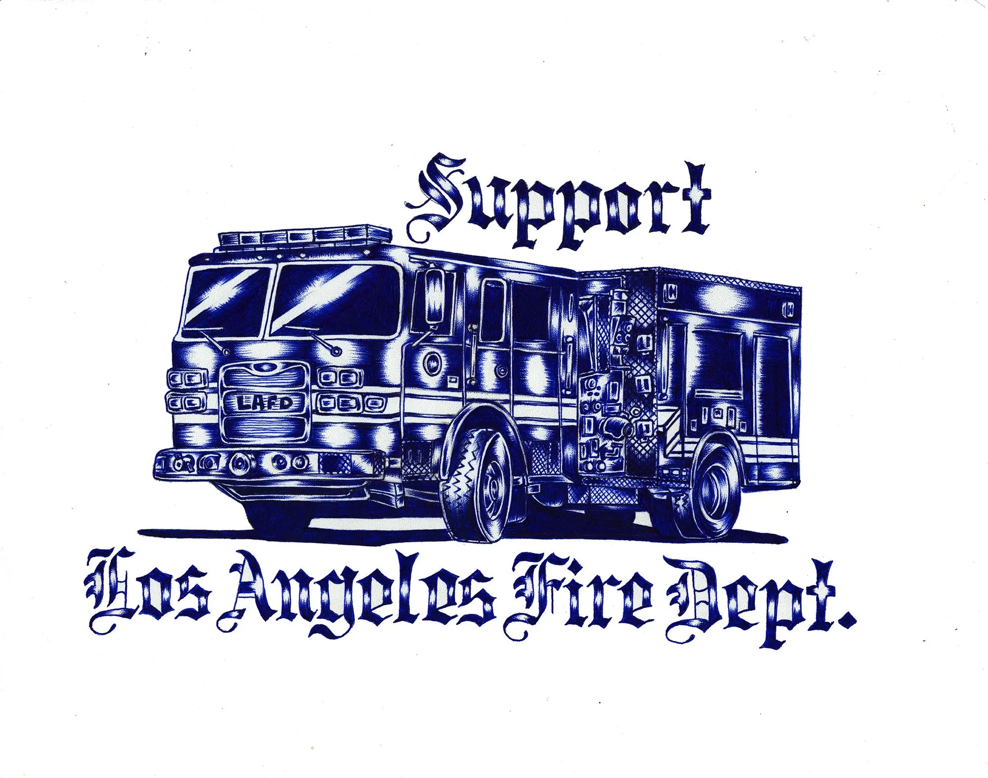 Los Angeles Firefighters support tee - "check chest specs" sold by Left Field product image thumbnail 2