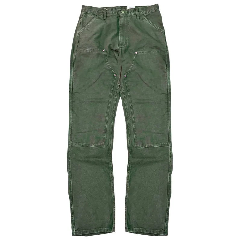 Vintage Washed Olive Double Knee Work Uniform Chinos sold by Left Field
