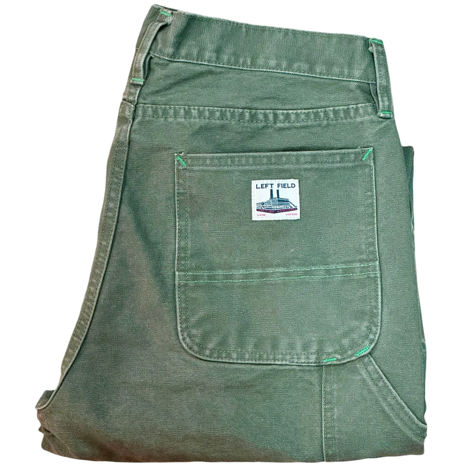 Vintage Washed Olive Double Knee Work Uniform Chinos sold by Left Field product image thumbnail 2