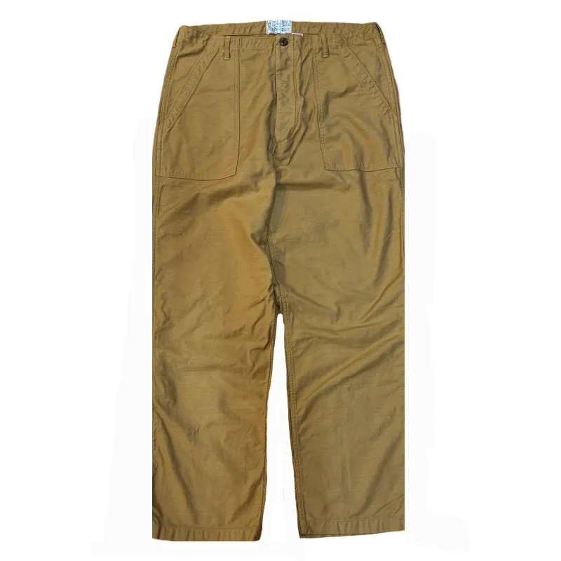 107 60's era GI chinos in 12 oz West Point Khaki Baker Back Cotton Satin sold by Left Field