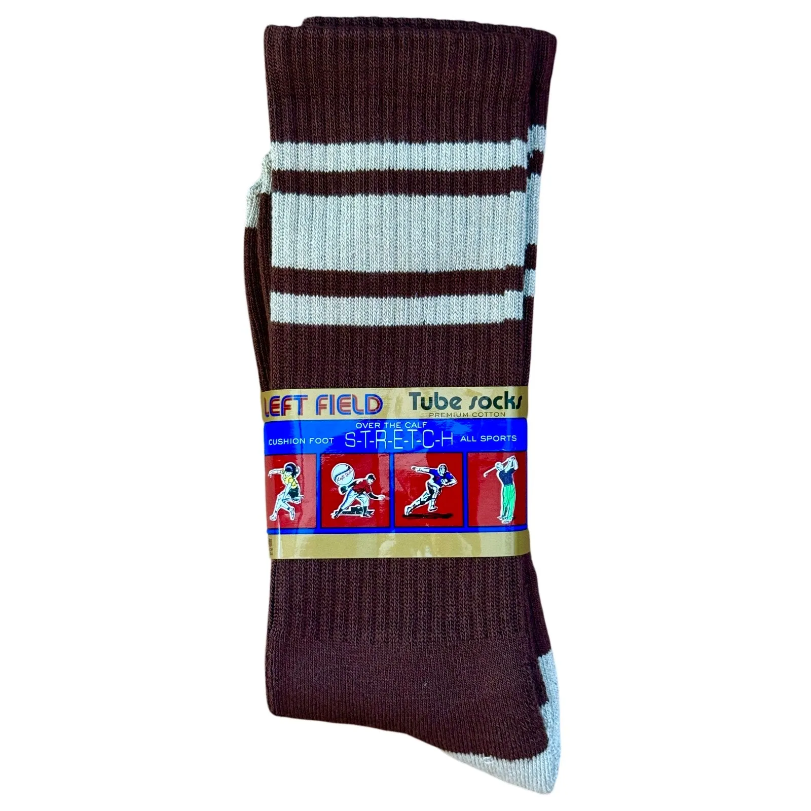 Chocolate & White Striped Bamboo Tube Socks sold by Left Field