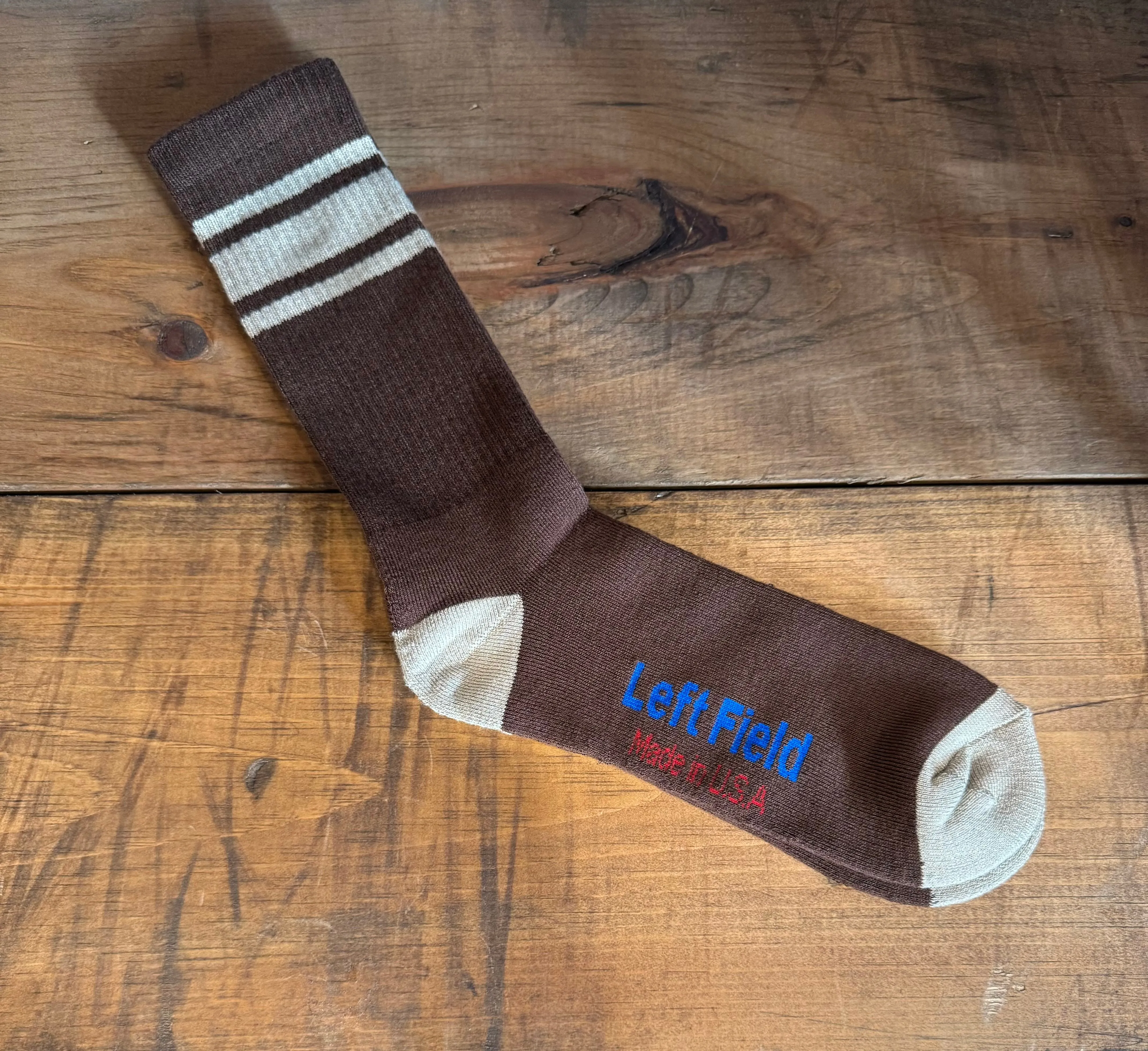 Chocolate & White Striped Bamboo Tube Socks sold by Left Field product image thumbnail 2
