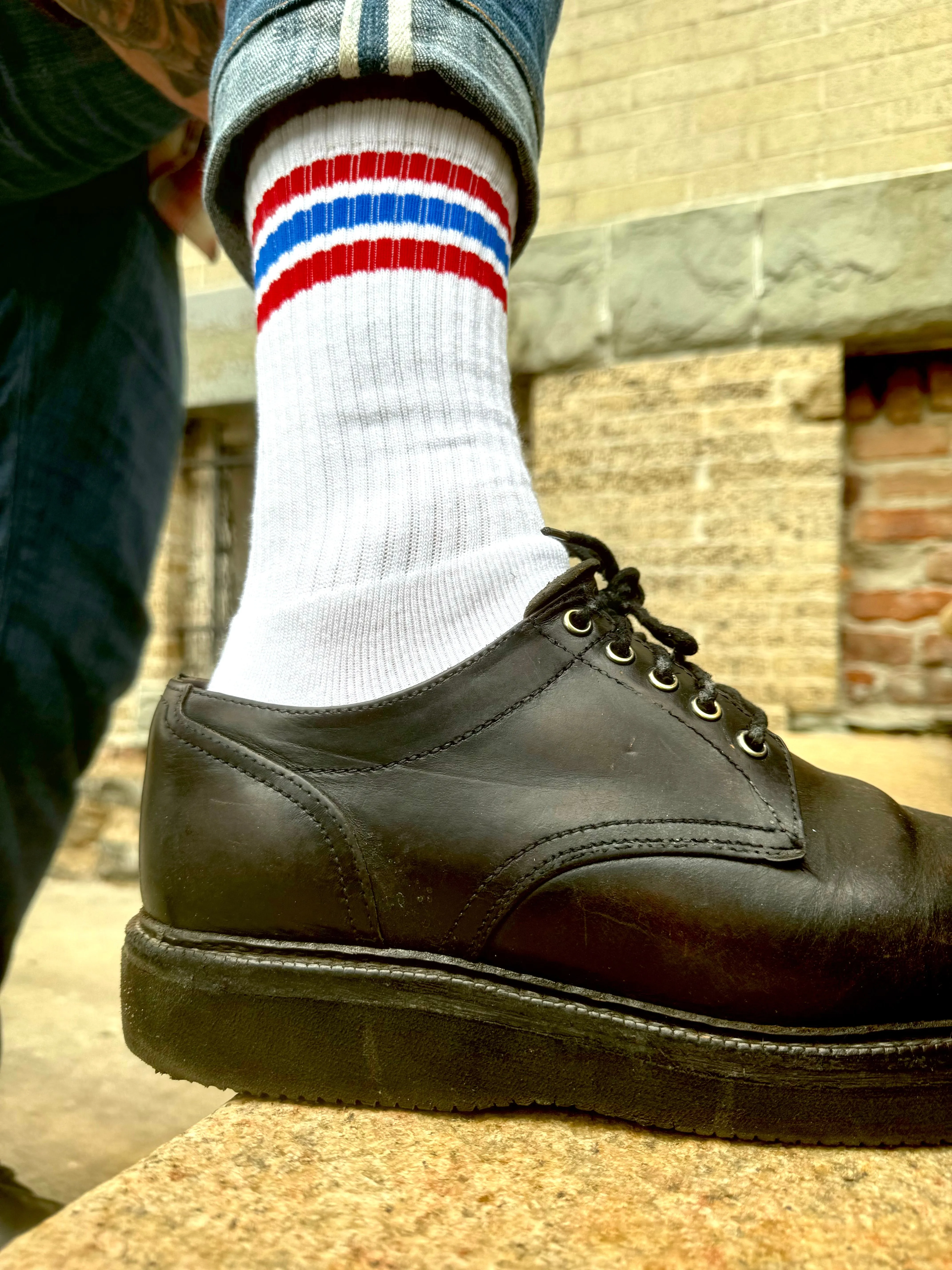 Red & White Striped Bamboo Tube Socks sold by Left Field product image thumbnail 3