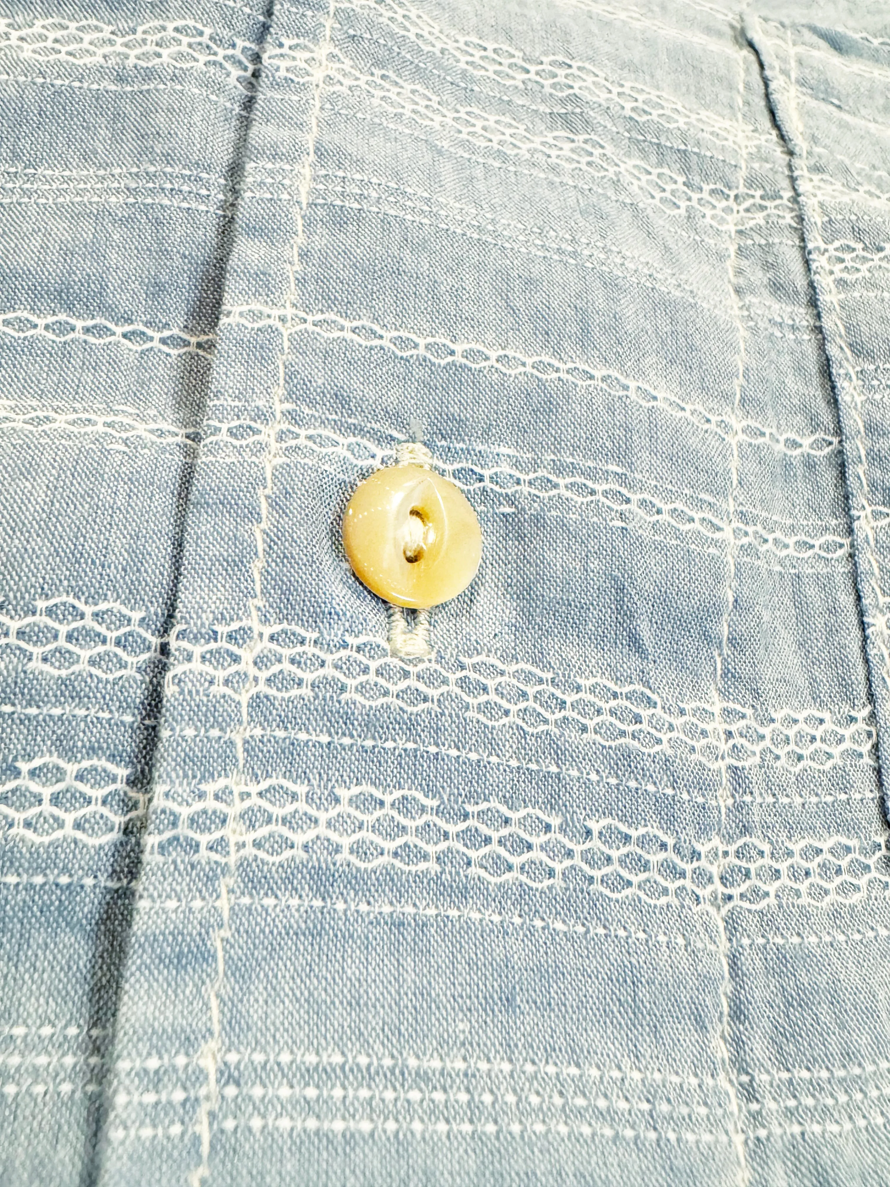 Pale blue Japanese cotton/linen Jacquard Camp Shirt sold by Left Field product image thumbnail 3