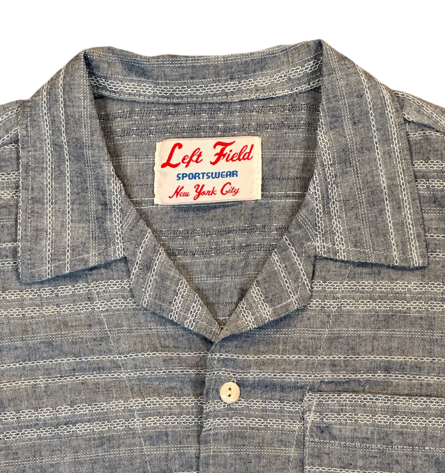 Indigo Japanese cotton/linen Jacquard Camp Shirt sold by Left Field product image thumbnail 2