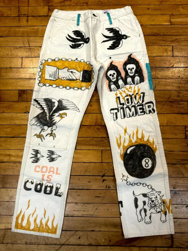 WE DIG COAL - Natural Mt Vernon Duck Double Knee Work Uniform Chino Size 36" running a 34" sold by Left Field