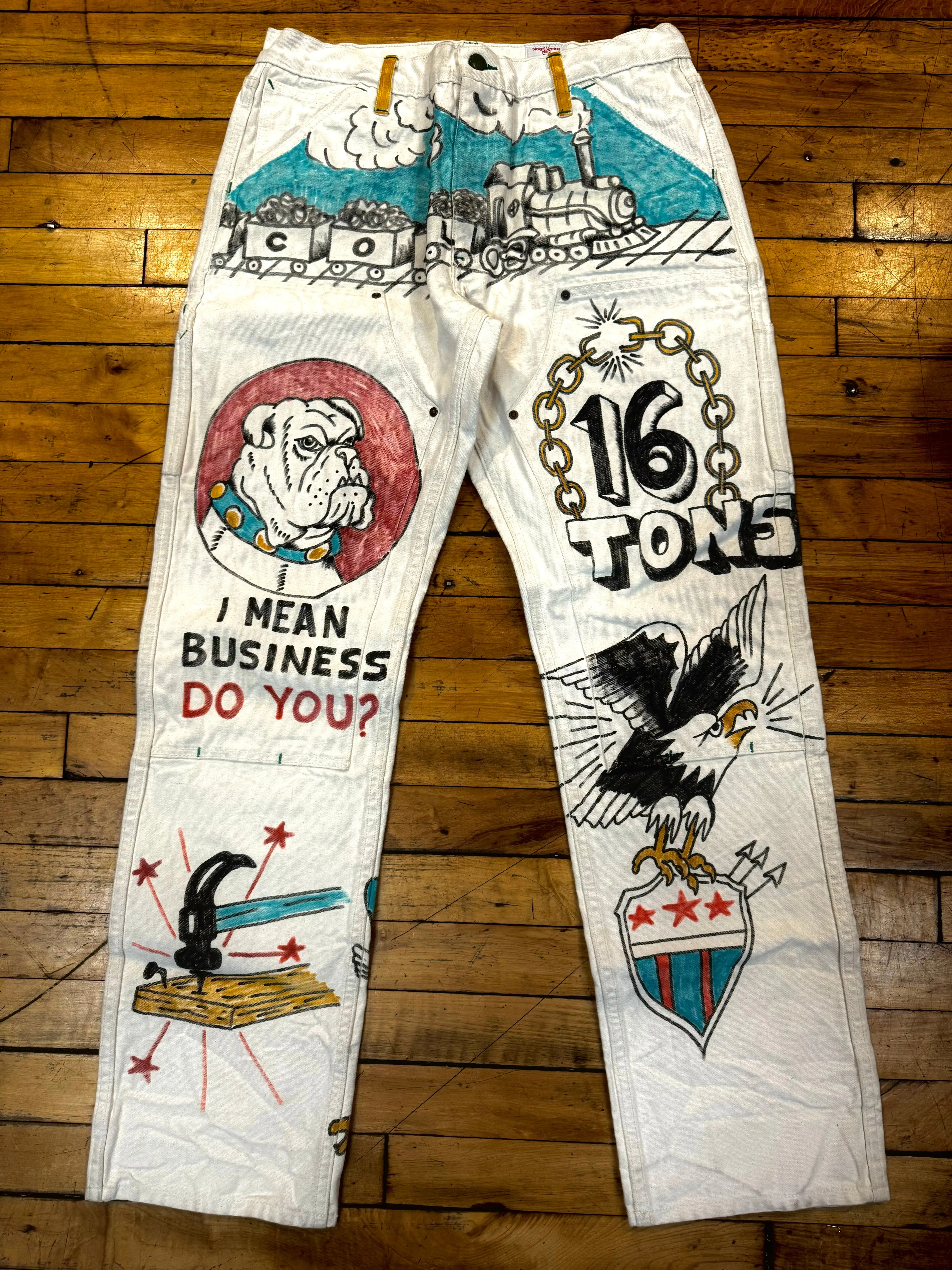 16 TON - Natural Mt Vernon Duck Double Knee Work Uniform Chino Size 36" running 33.75" sold by Left Field