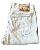 Greaser 12 oz Japanese Kurabo washed White Denim w/ red selvedge  - Please Advise denim might come with some leather patch stains on denim sold by Left Field