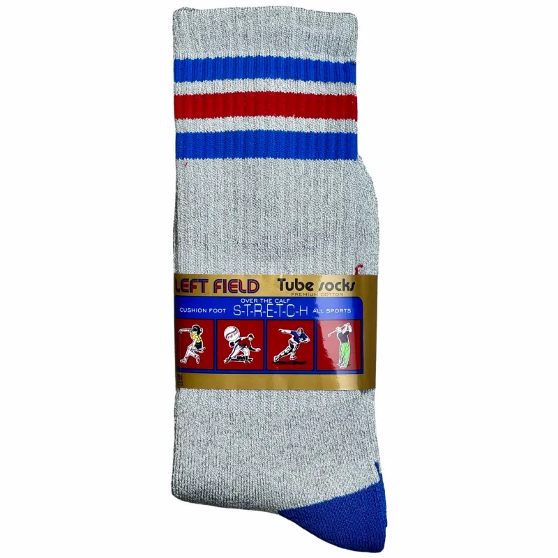 Grey Striped Bamboo Tube Socks made by Left Field