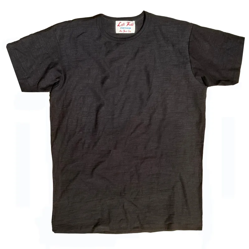 Black super slub heavyweight Wakayama knit Tee sold by Left Field