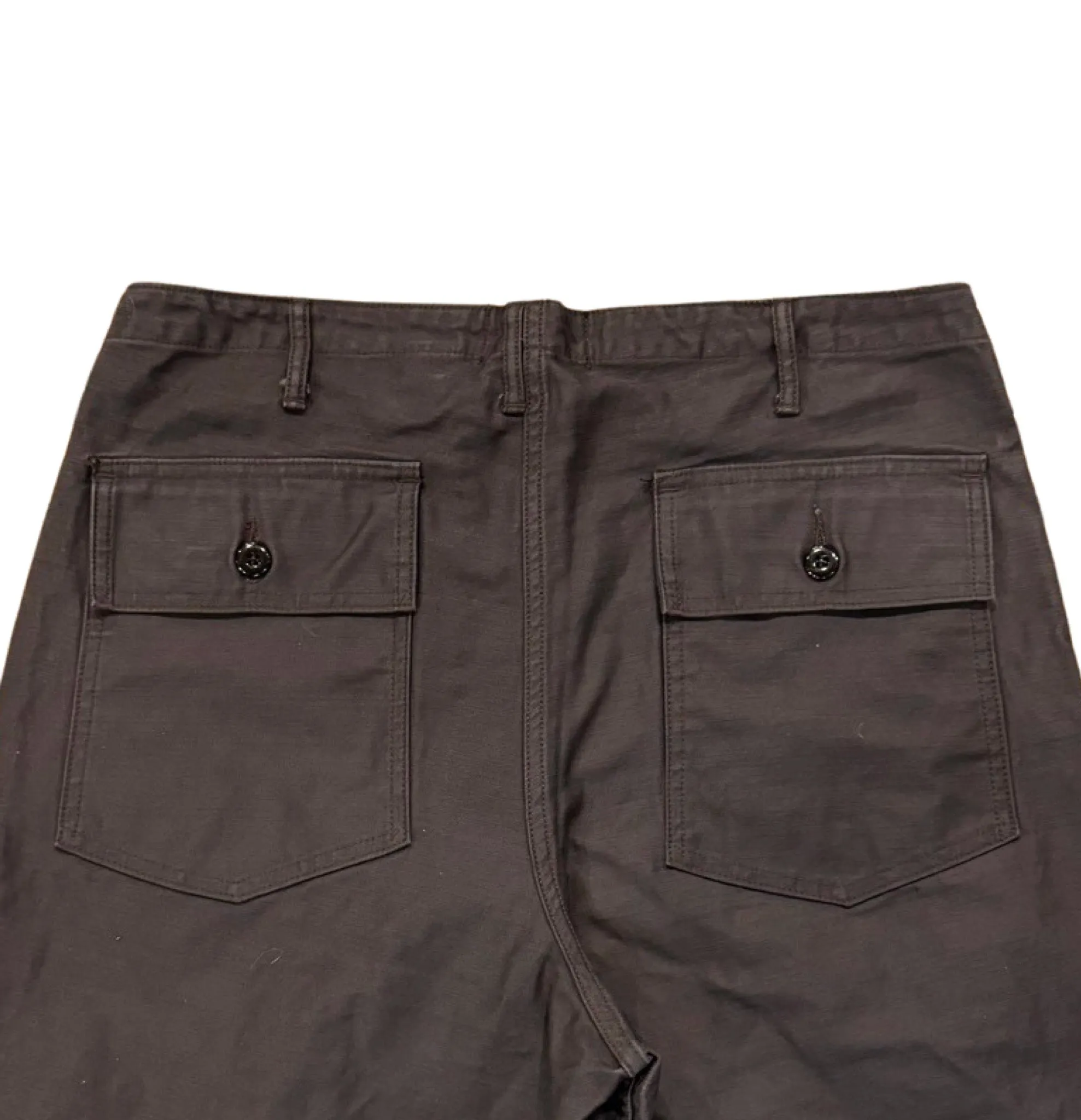 107 60's era GI chinos in 12 oz faded slate Baker Back Cotton Satin. sold by Left Field product image thumbnail 4