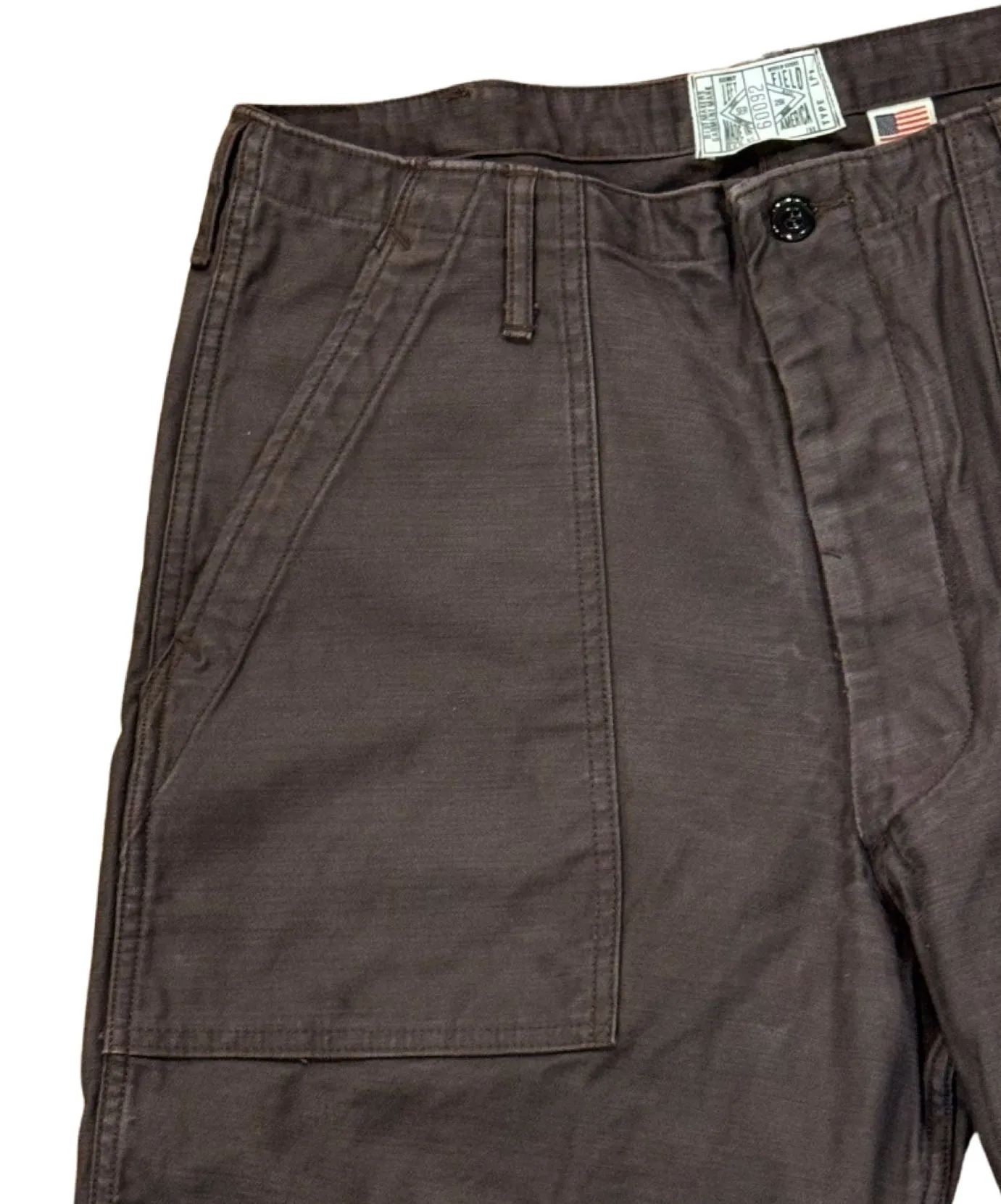 107 60's era GI chinos in 12 oz faded slate Baker Back Cotton Satin. sold by Left Field product image thumbnail 5