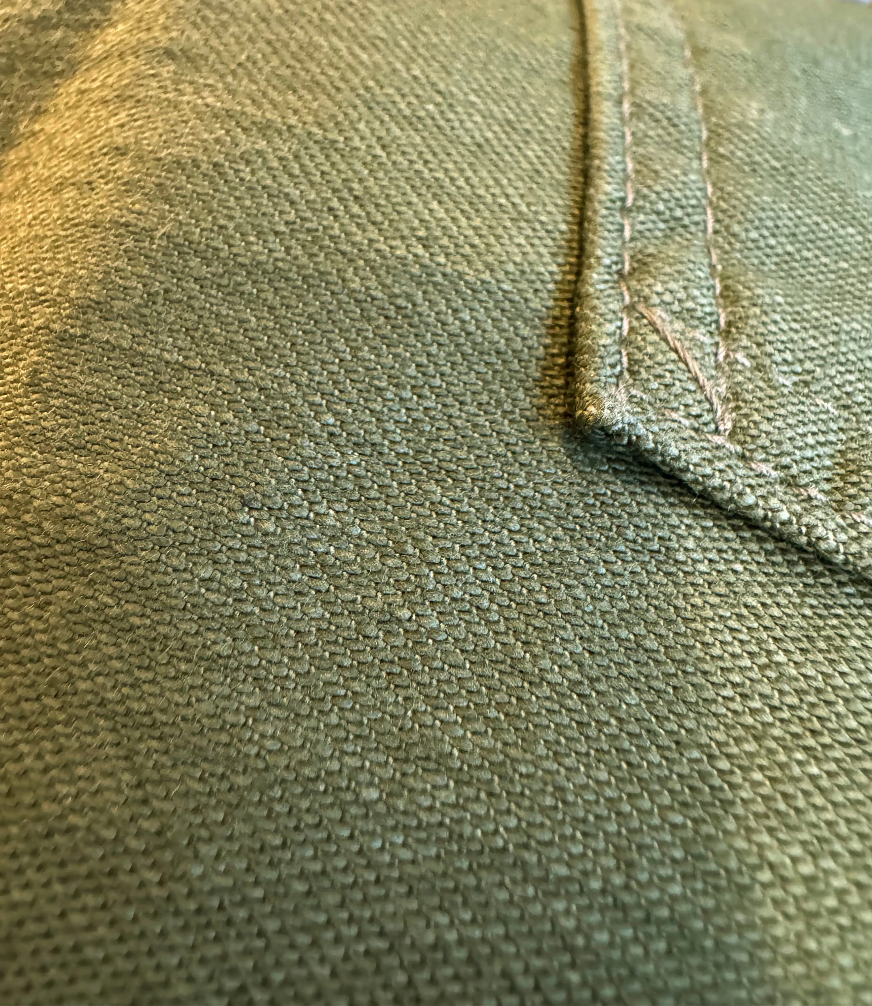 OG-107 60's era GI chinos in 12 oz West Point Olive Baker Back Cotton Satin sold by Left Field product image thumbnail 4