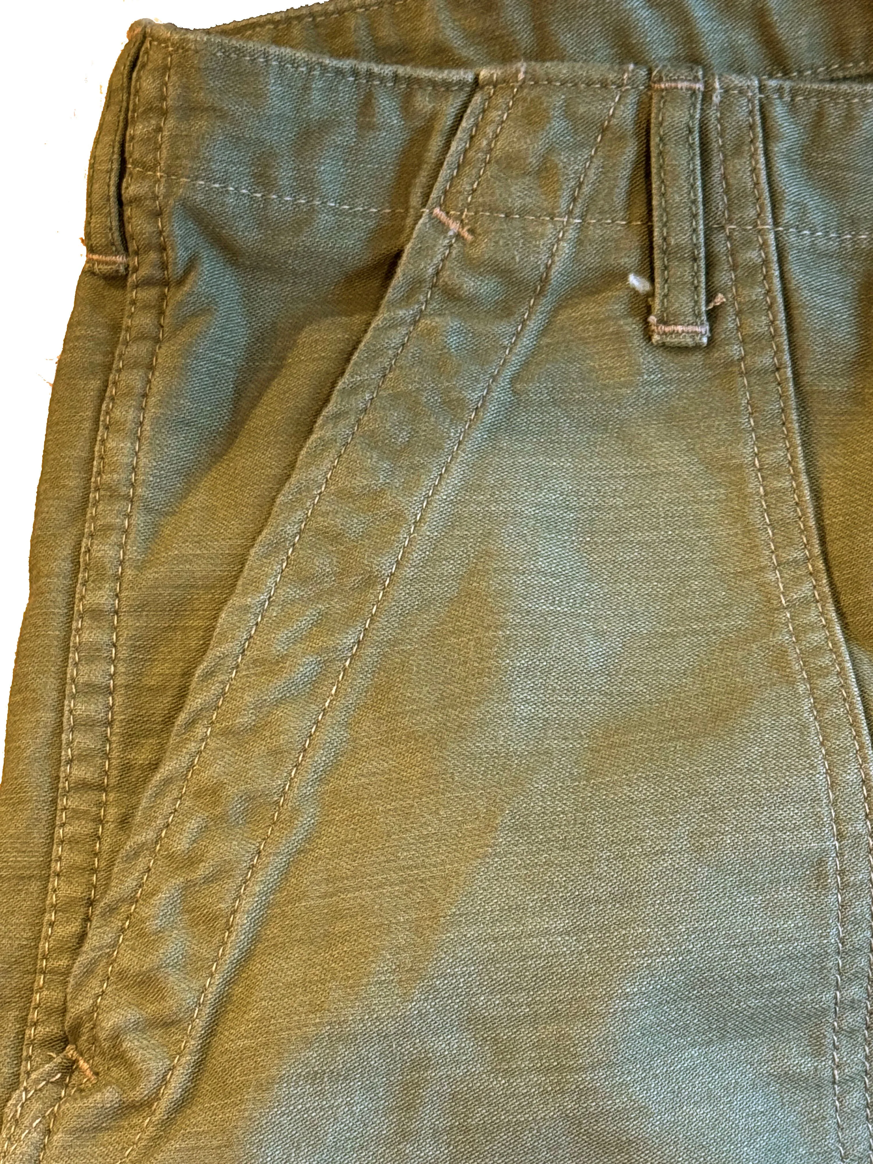 OG-107 60's era GI chinos in 12 oz West Point Olive Baker Back Cotton Satin sold by Left Field product image thumbnail 5