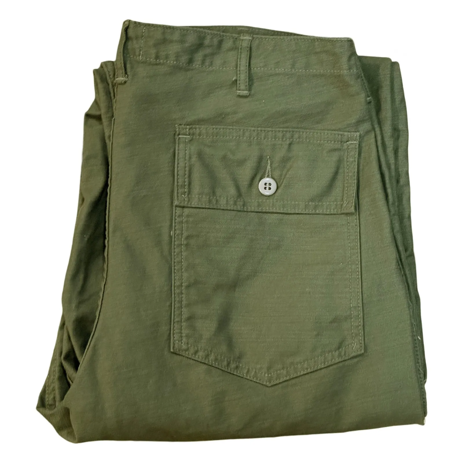 OG-107 60's era GI chinos in 12 oz West Point Olive Baker Back Cotton Satin sold by Left Field product image thumbnail 2