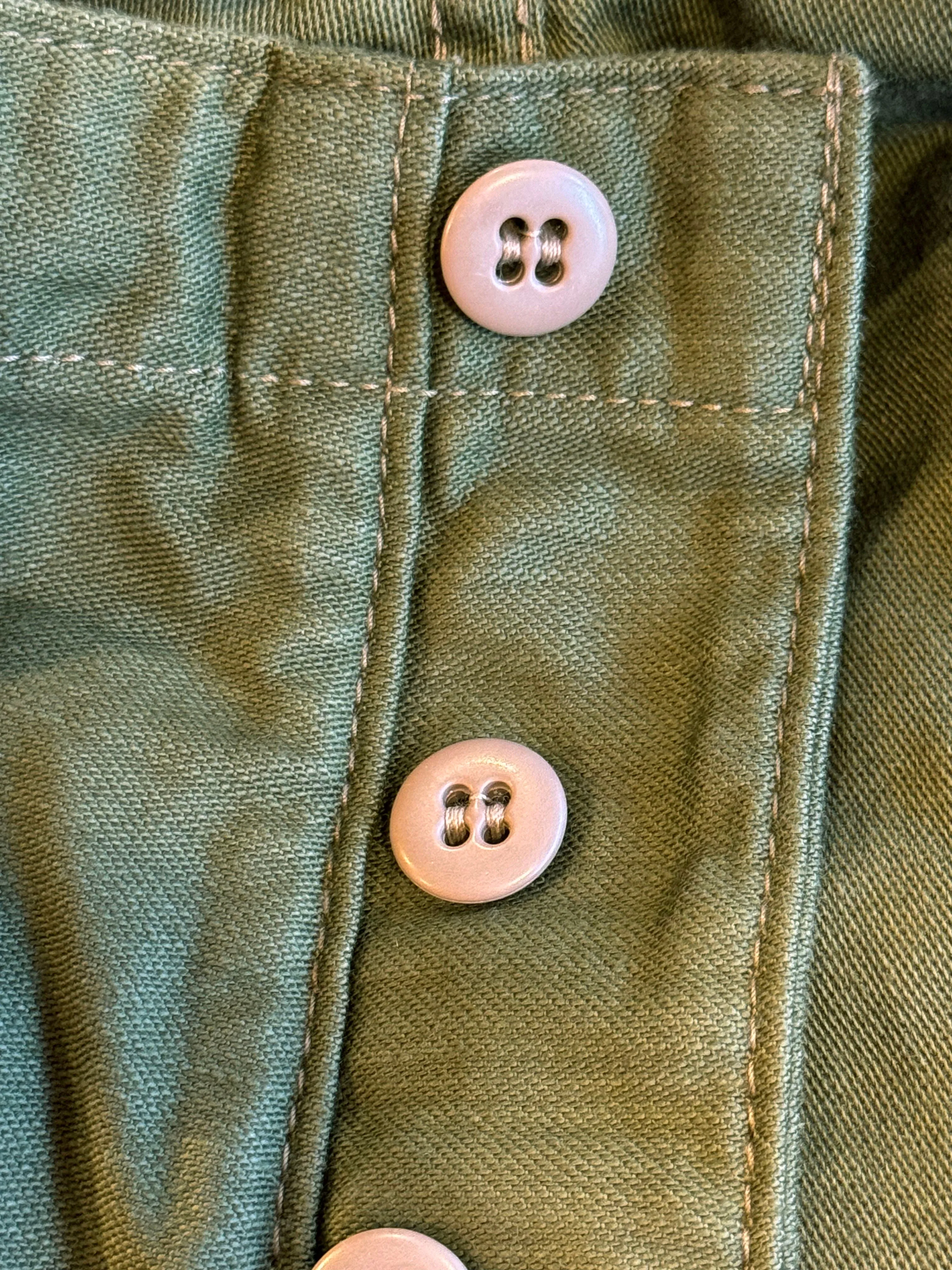 OG-107 60's era GI chinos in 12 oz West Point Olive Baker Back Cotton Satin sold by Left Field product image thumbnail 3