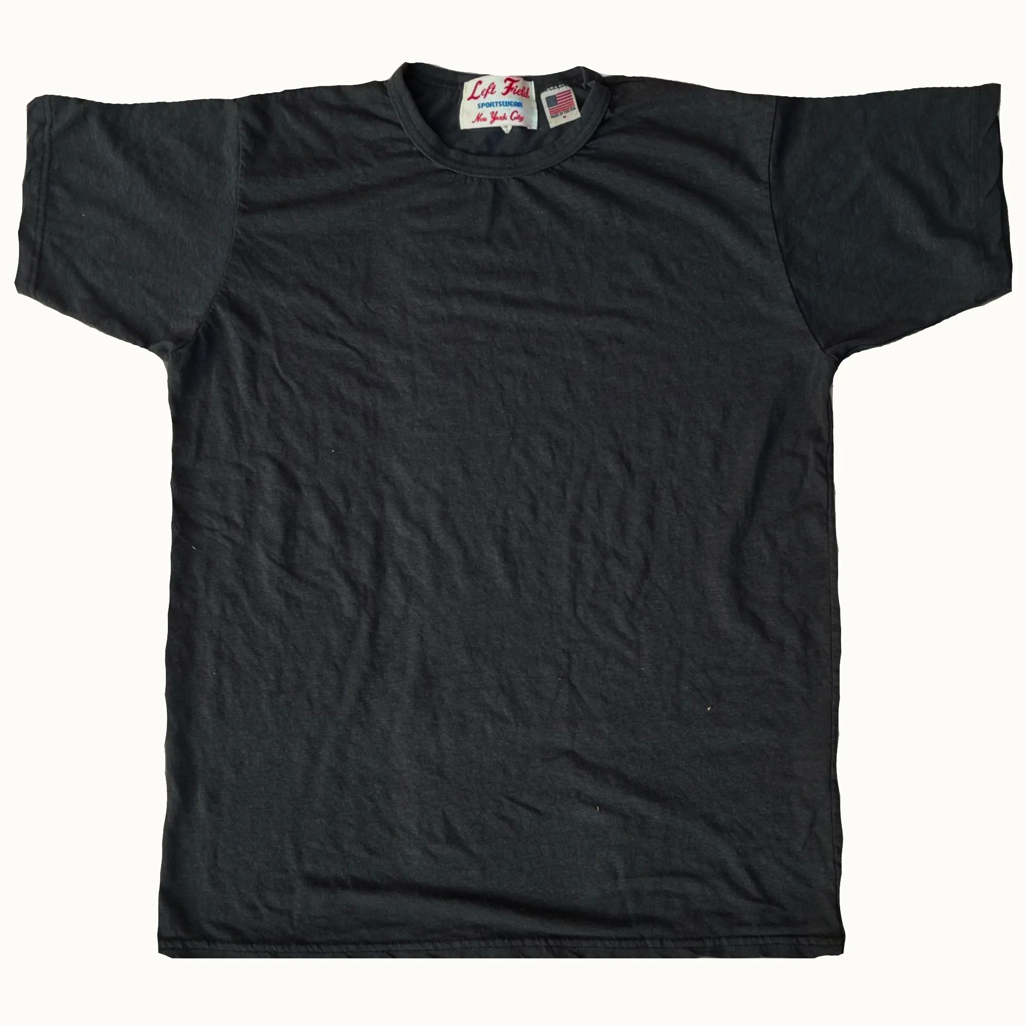Black 55% Hemp, 45% organic Cotton crew Tee sold by Left Field