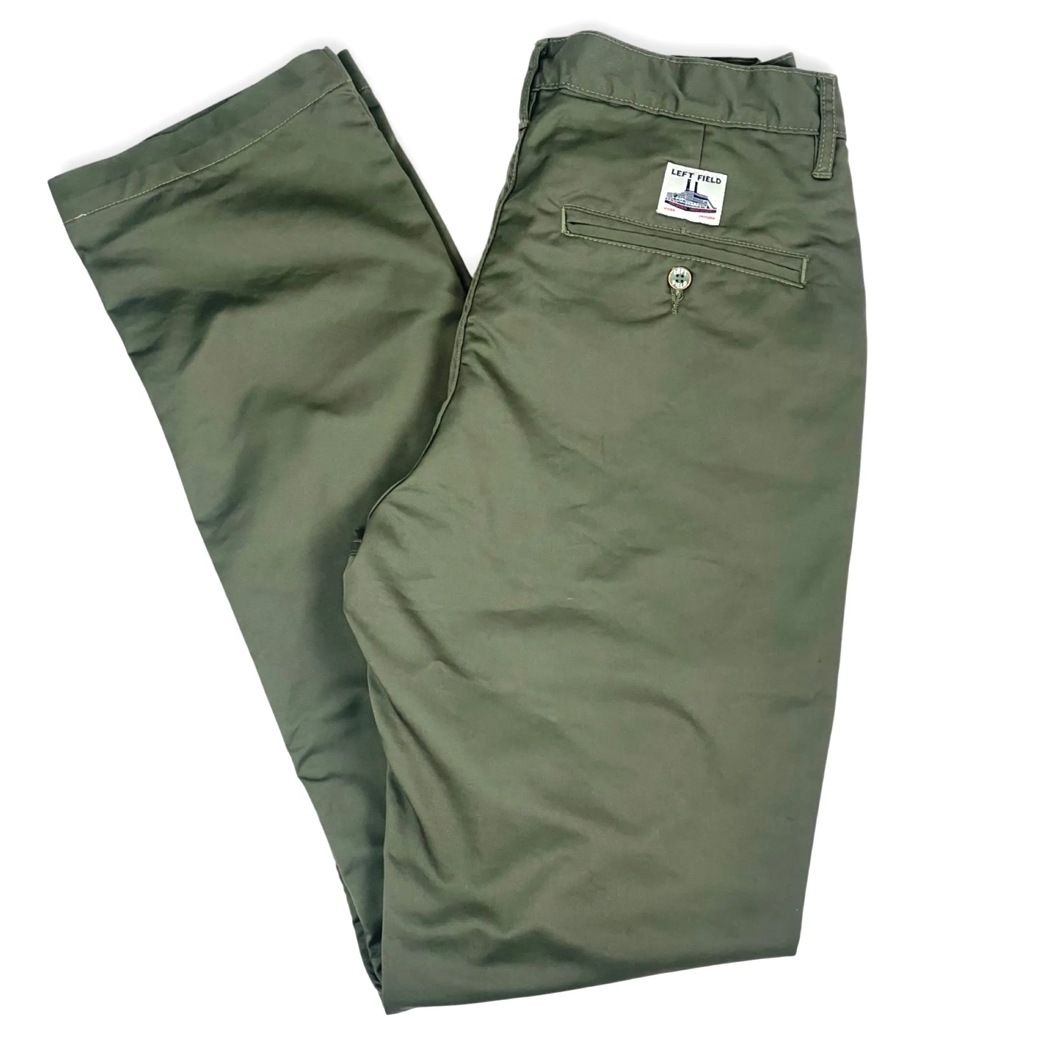 Olive Japanese Solotex poly/cotton twill Work Uniform Chino sold by Left Field
