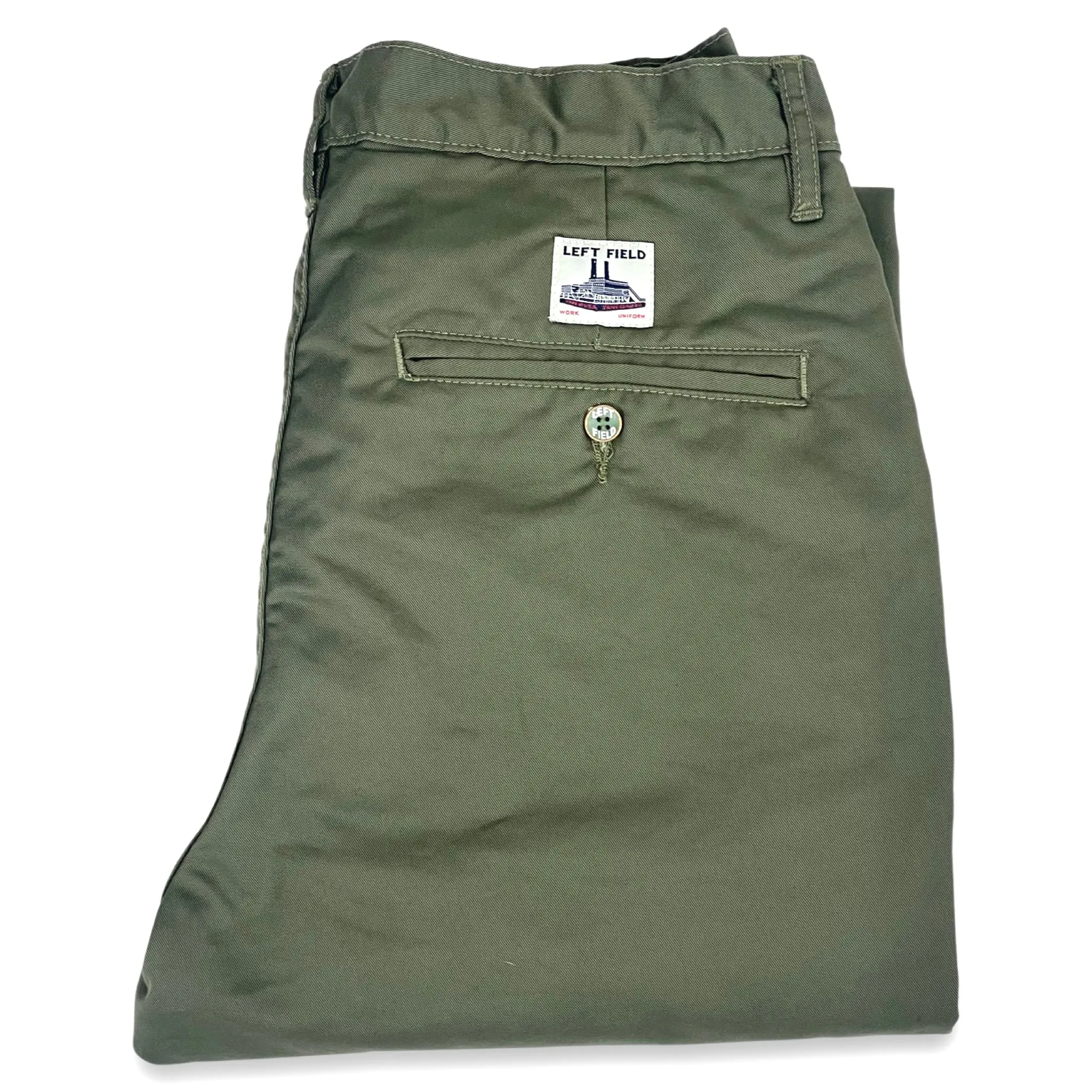 Olive Japanese Solotex poly/cotton twill Work Uniform Chino sold by Left Field product image thumbnail 2