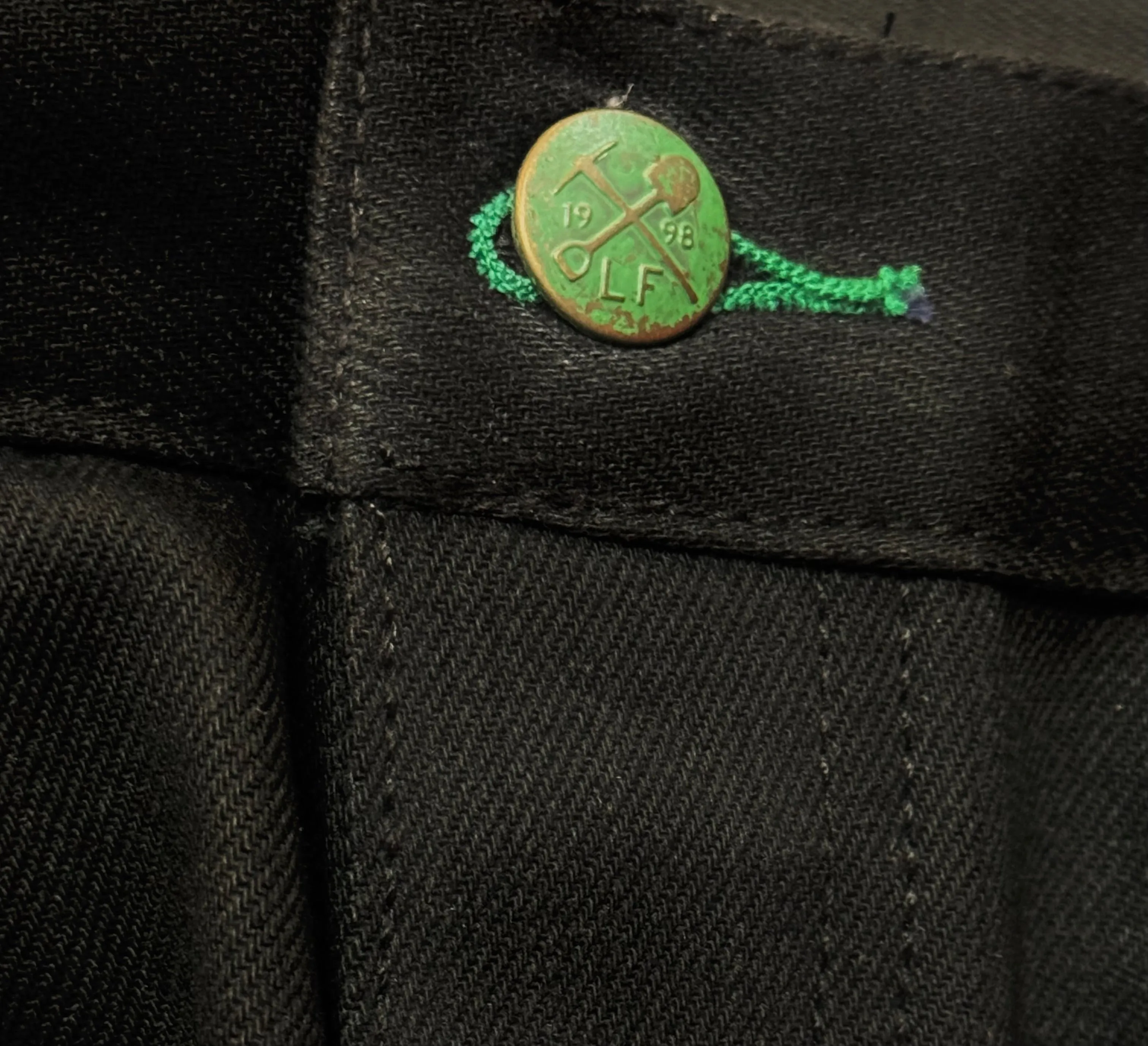 Chelsea Black Maria Vidalia Mills 14 oz selvedge Sulphur Dyed Denim **Size up 1" in the waist(deadstock, no more black) sold by Left Field product image thumbnail 4