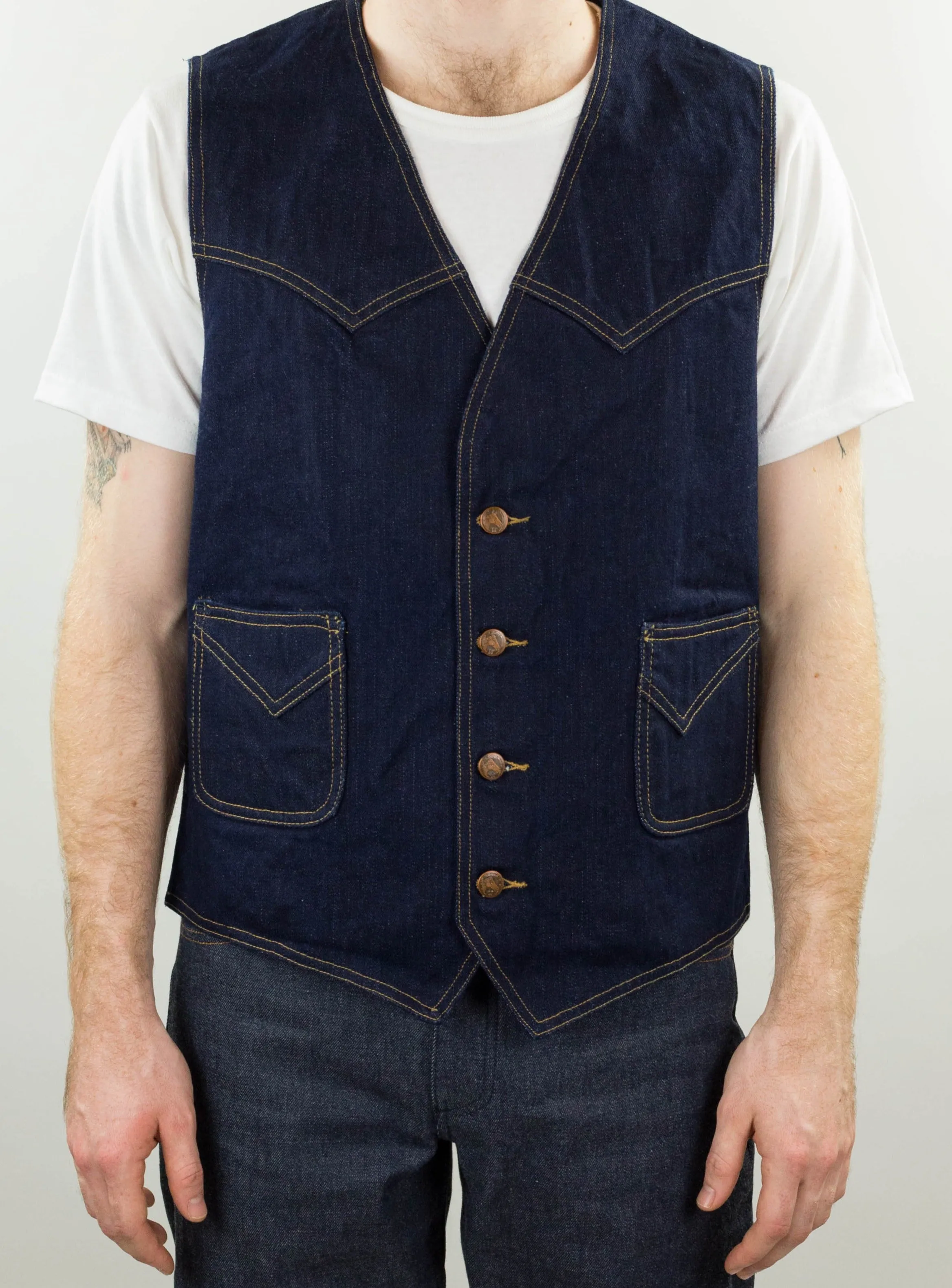 15 oz Yoshiwa Mills Denim Western Vest sold by Left Field