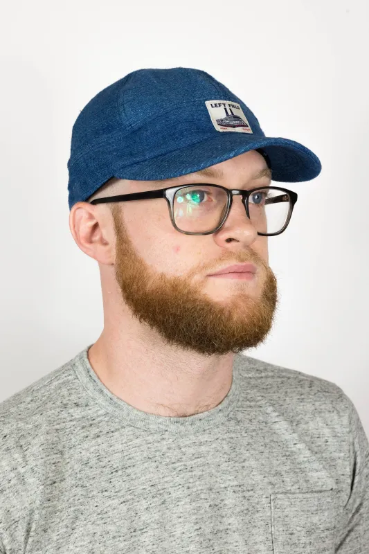 Dark Natural Indigo hand loomed Engineer cap made by Left Field