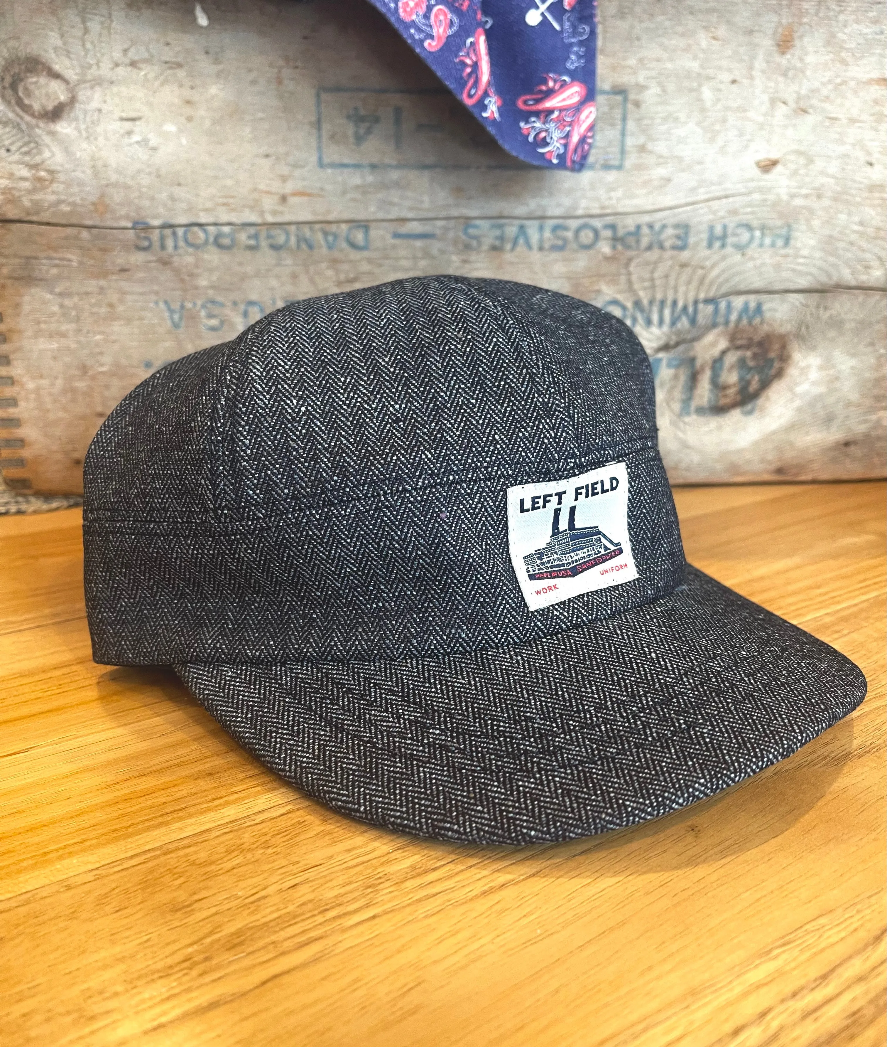 Indigo Herringbone Engineer cap sold by Left Field product image thumbnail 5