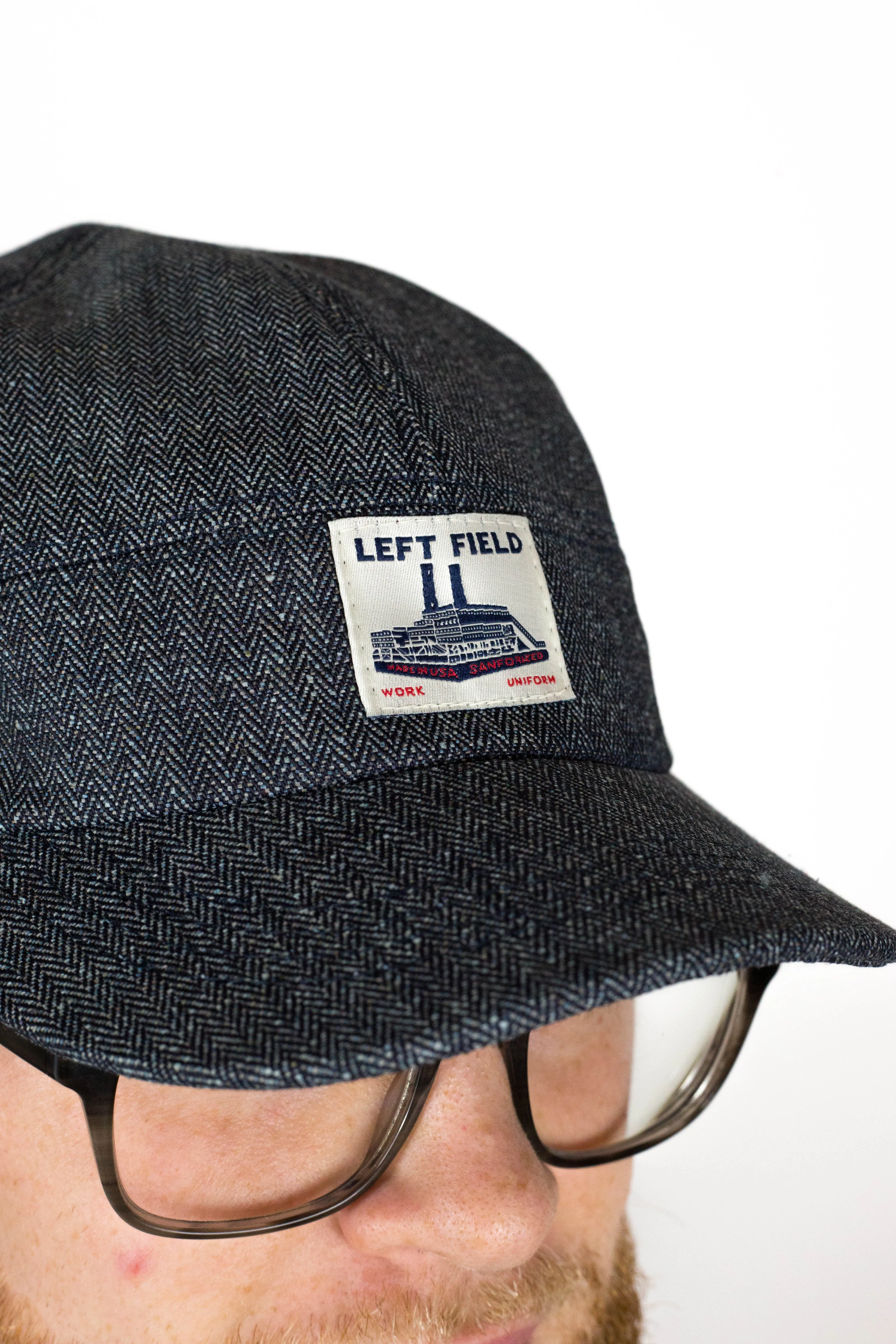 Indigo Herringbone Engineer cap sold by Left Field product image thumbnail 2