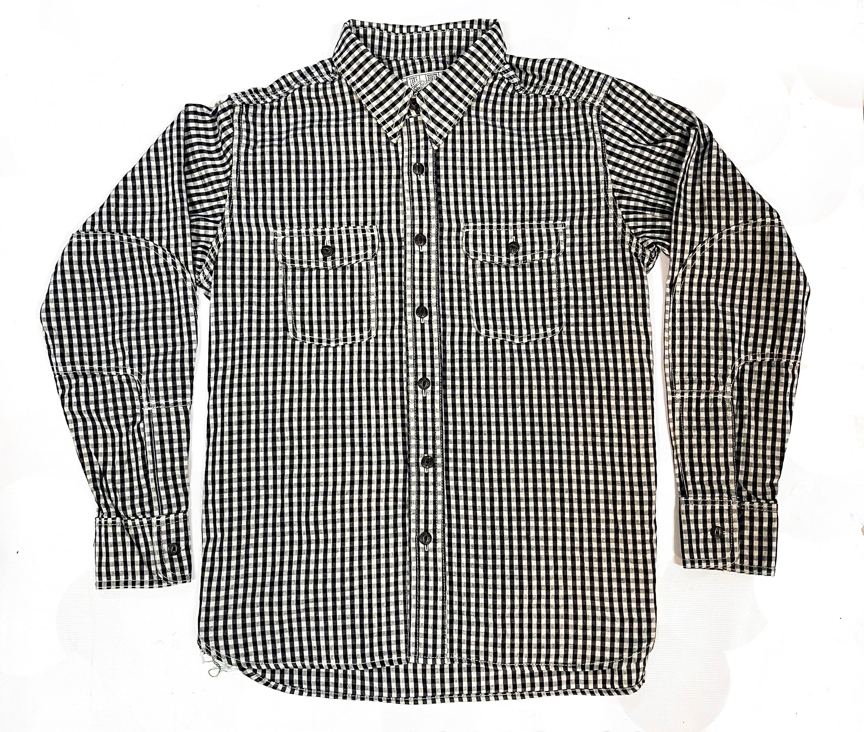 Nihon Menpu linen/cotton selvedge Indigo gingham Dust Bowl Workshirt sold by Left Field product image thumbnail 4