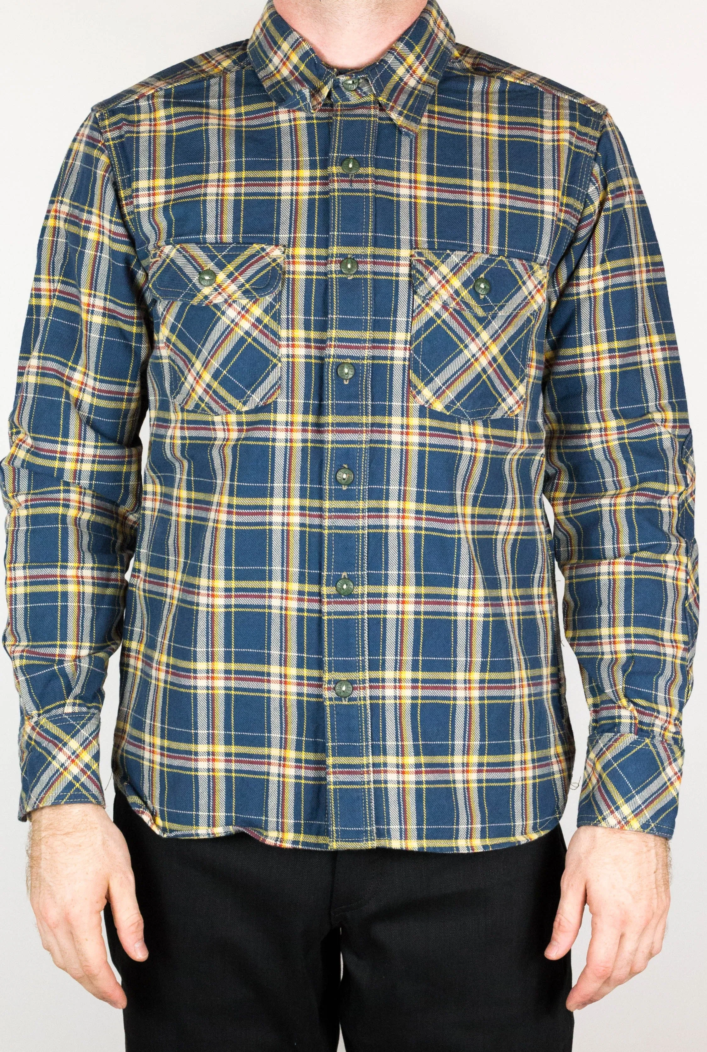 Roy Roger Heavyweight Tartan Twill Work Shirt with LF Buttons sold by Left Field