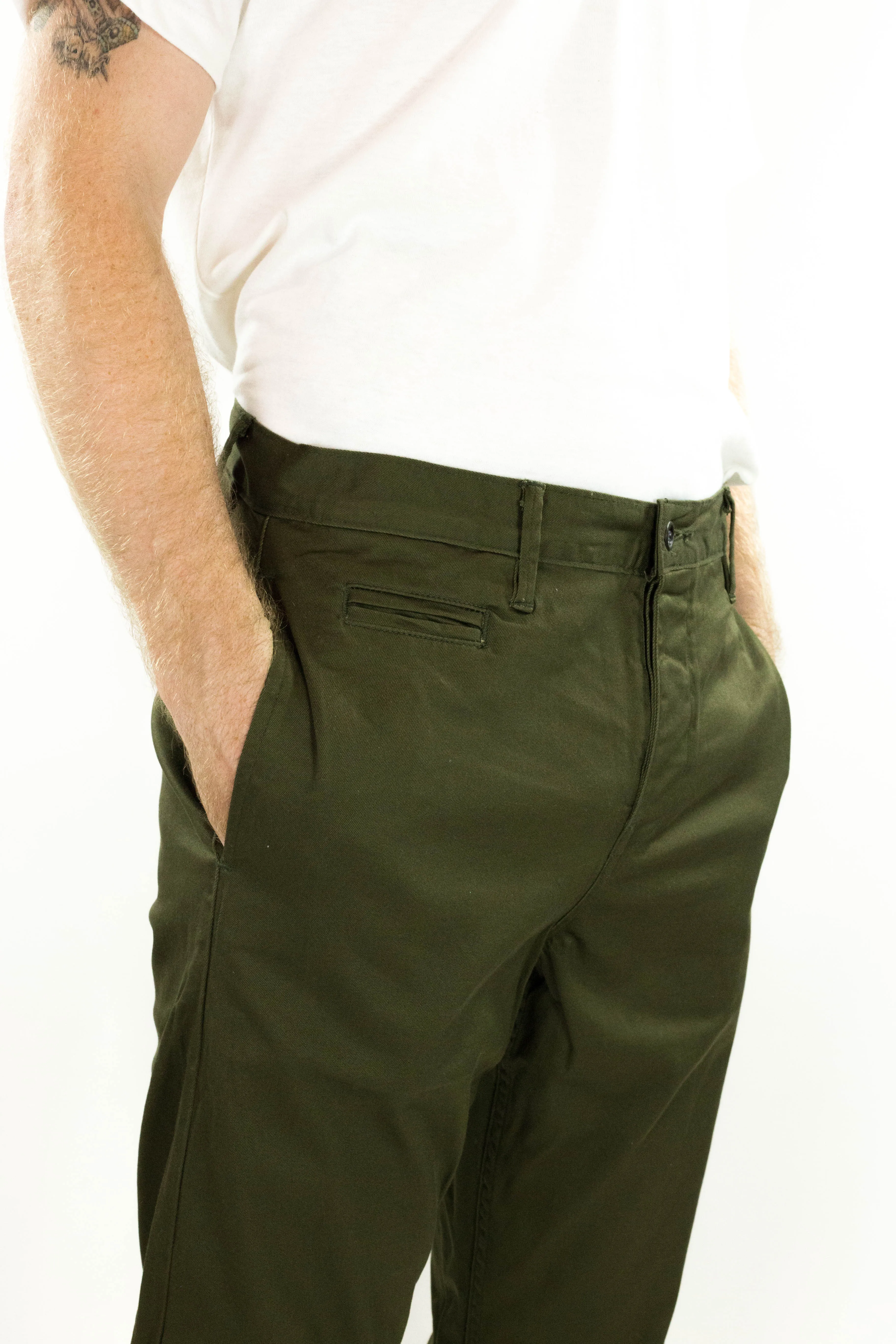 Coal Miner Olive 9 oz Japanese stretch sateen twill sold by Left Field product image thumbnail 5
