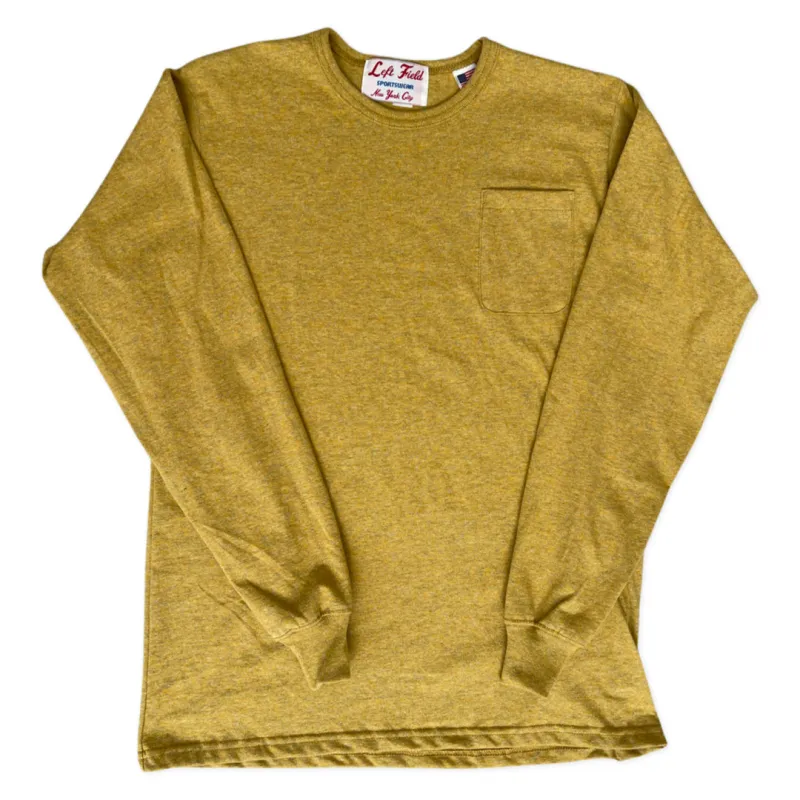 L/S  Nathan's Hot Dog Mustard Heather Pocket Tee sold by Left Field